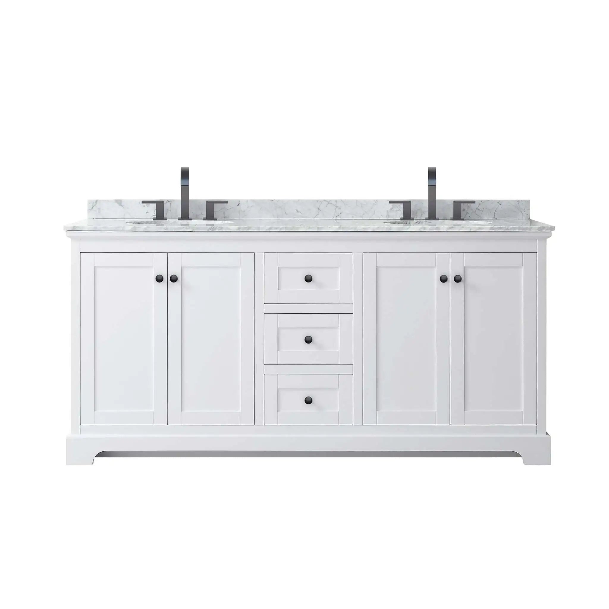 72" Avery Double Bathroom Vanity in White with Matte Black Trim by Wyndham