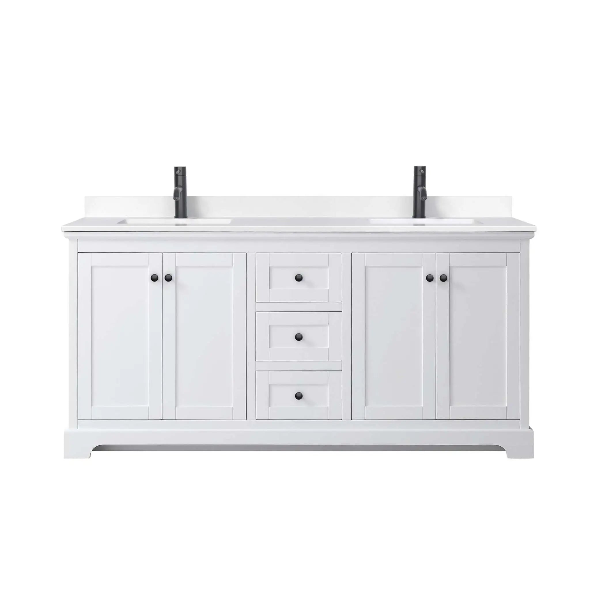 72" Avery Double Bathroom Vanity in White with Matte Black Trim by Wyndham