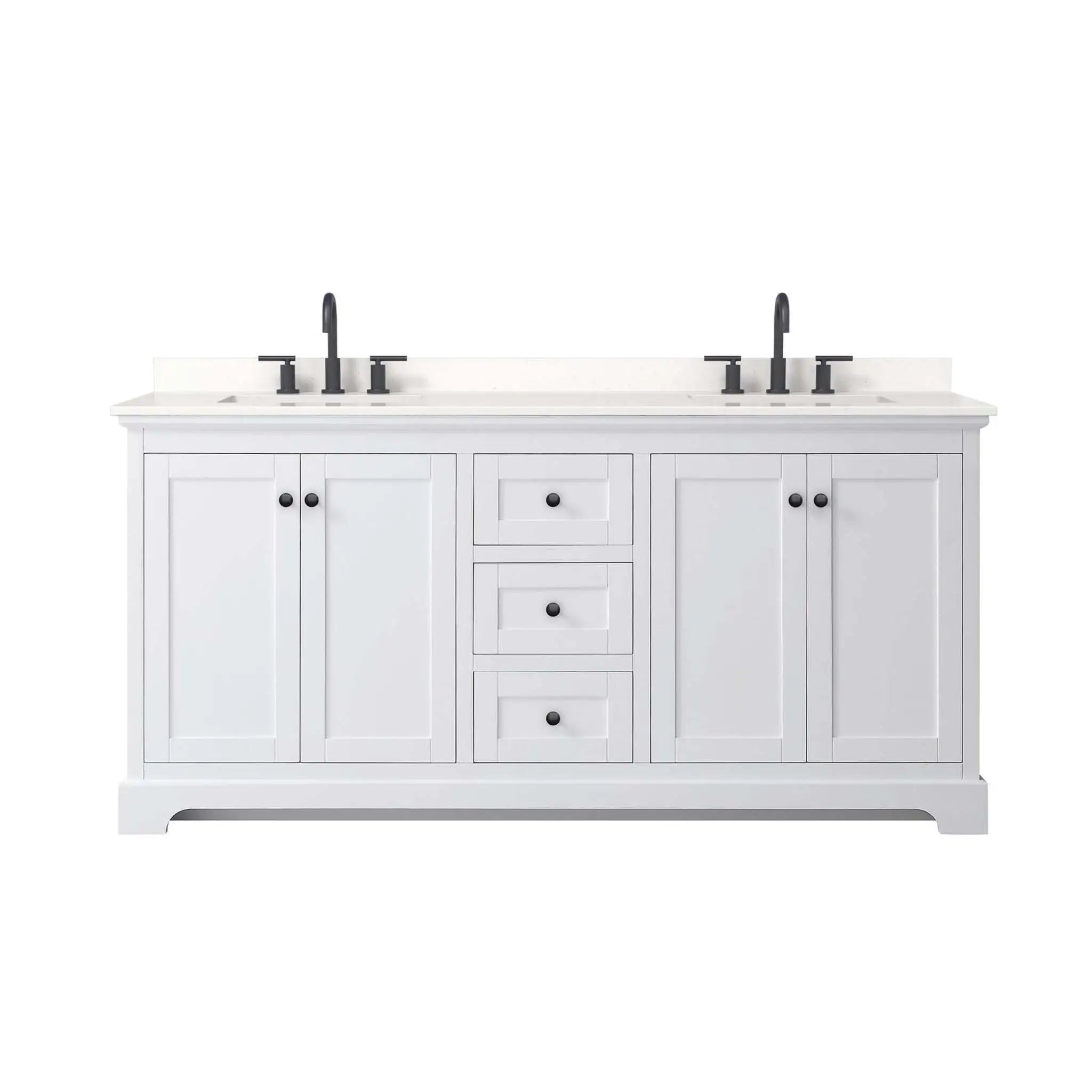 72" Avery Double Bathroom Vanity in White with Matte Black Trim by Wyndham