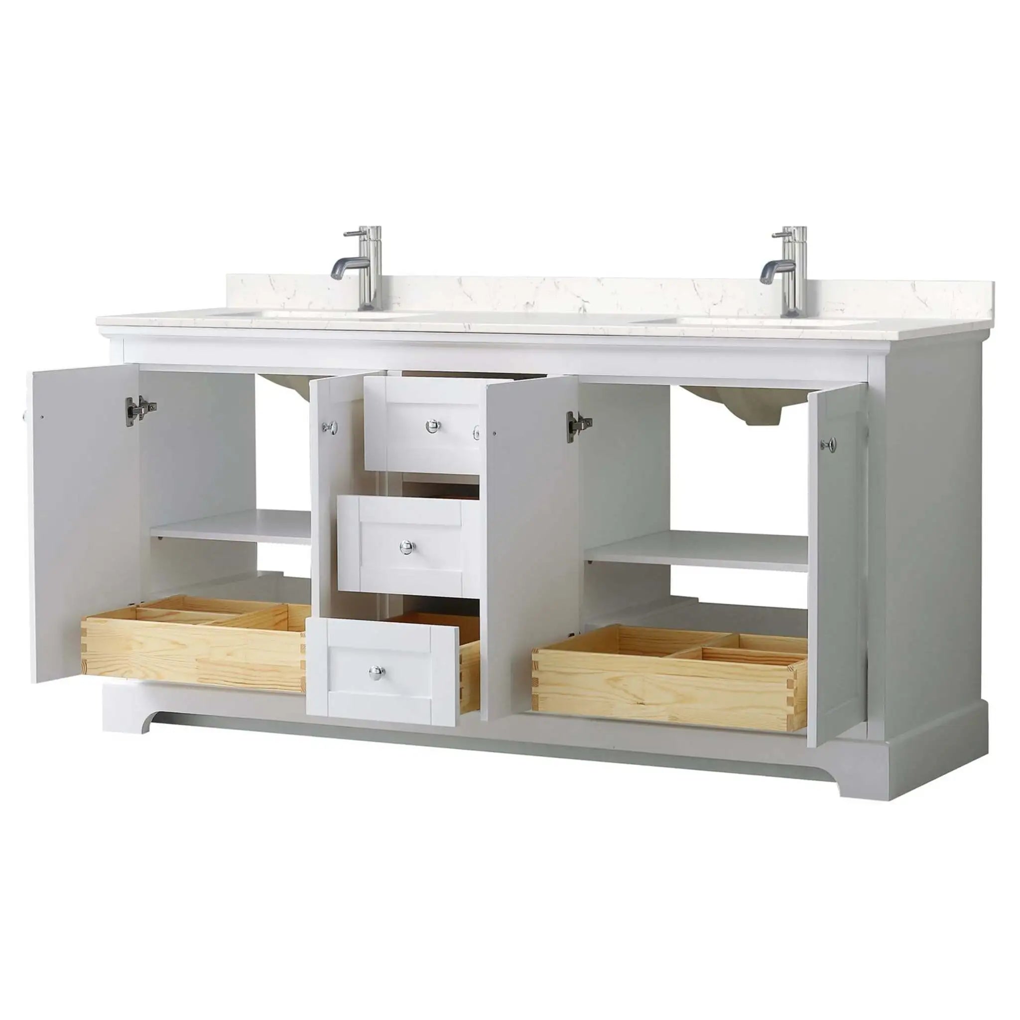 72" Avery Double Bathroom Vanity in White with Polished Chrome Trim by Wyndham