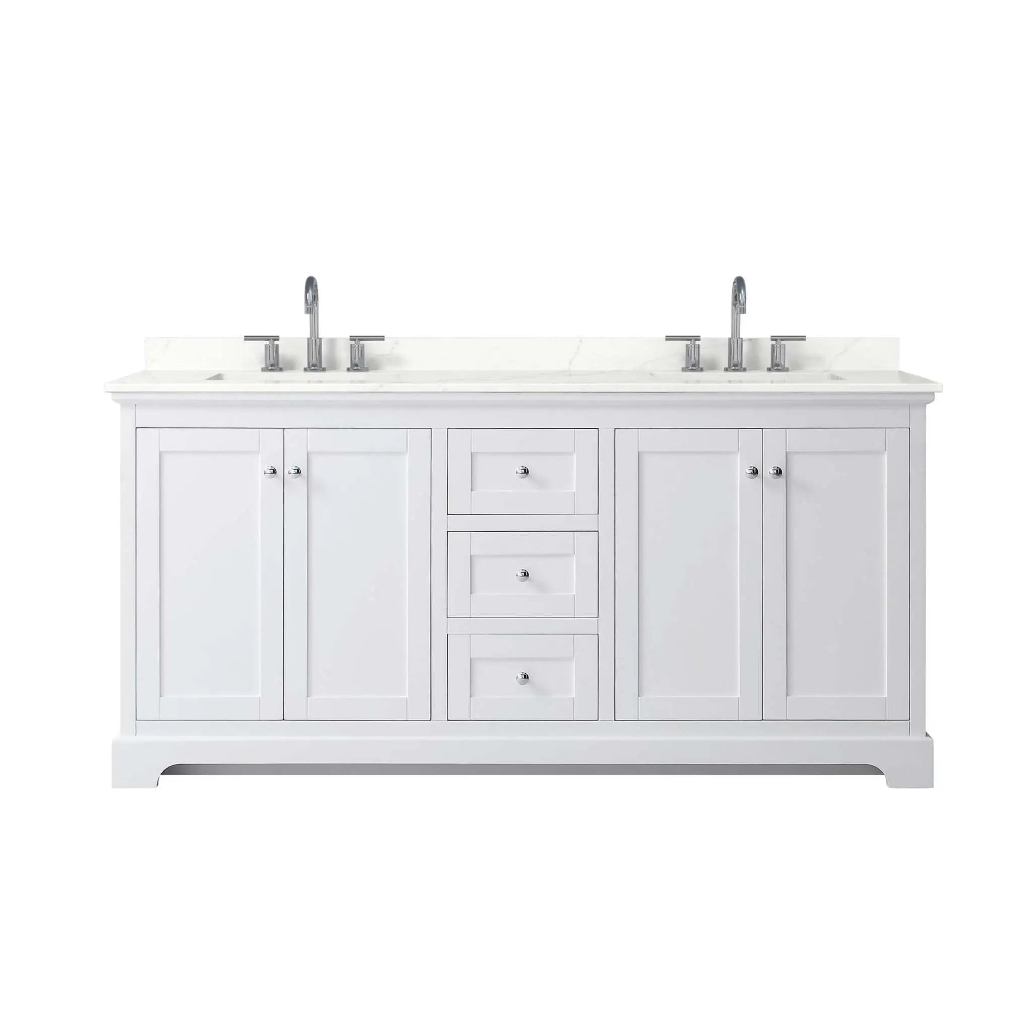 72" Avery Double Bathroom Vanity in White with Polished Chrome Trim by Wyndham