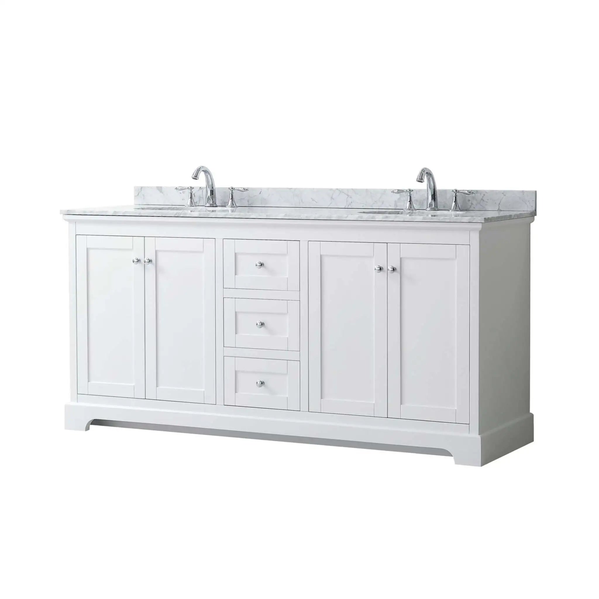 72" Avery Double Bathroom Vanity in White with Polished Chrome Trim by Wyndham