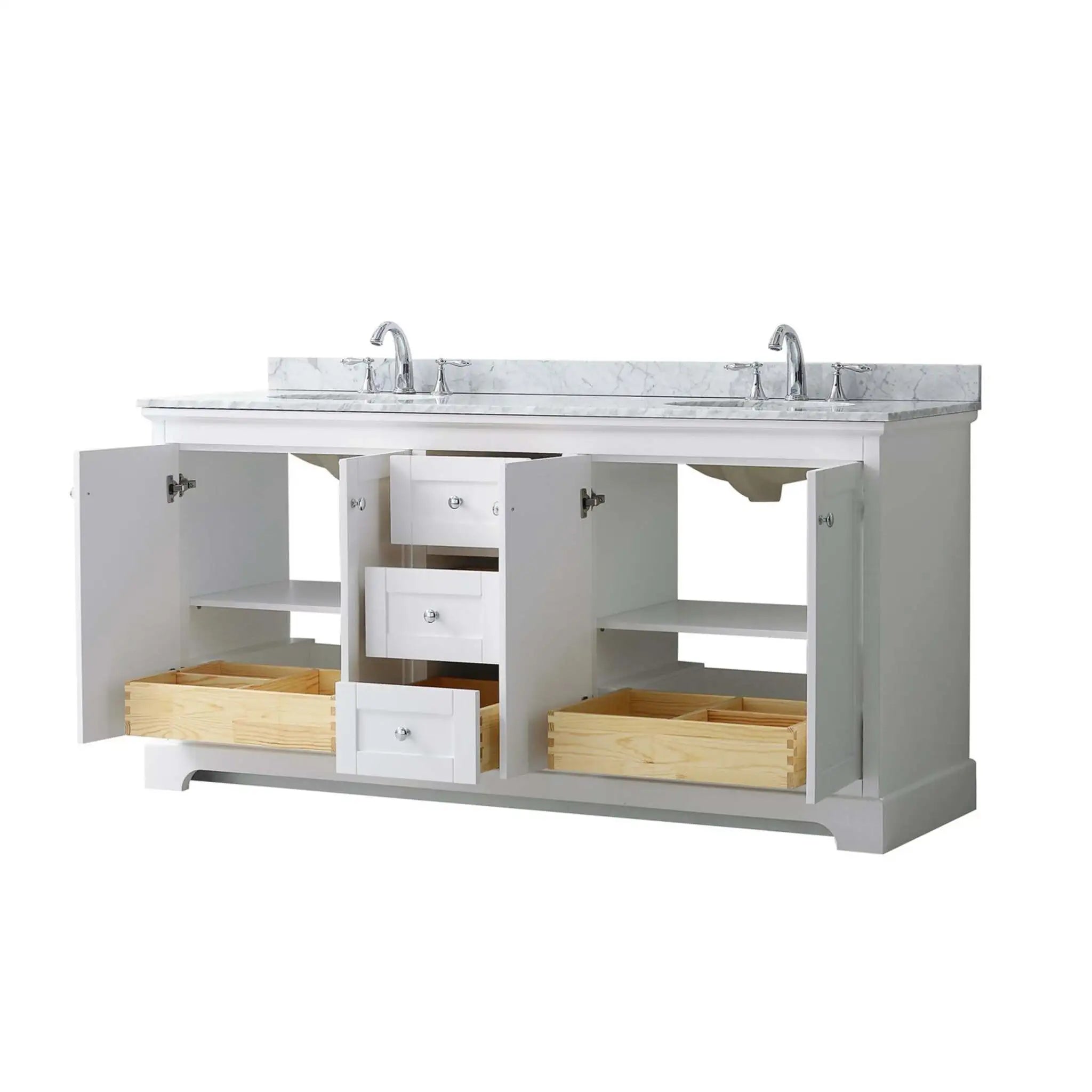 72" Avery Double Bathroom Vanity in White with Polished Chrome Trim by Wyndham