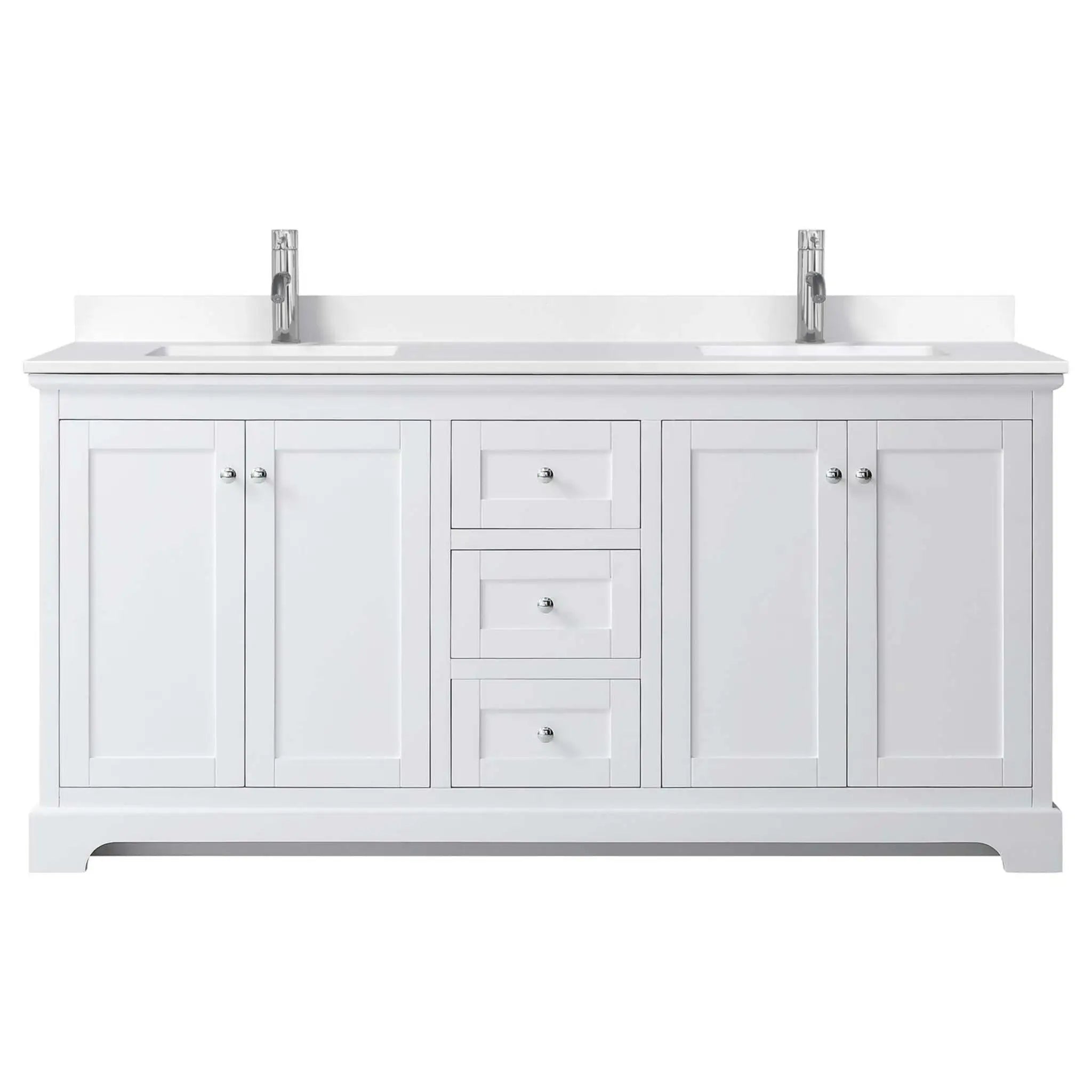 72" Avery Double Bathroom Vanity in White with Polished Chrome Trim by Wyndham