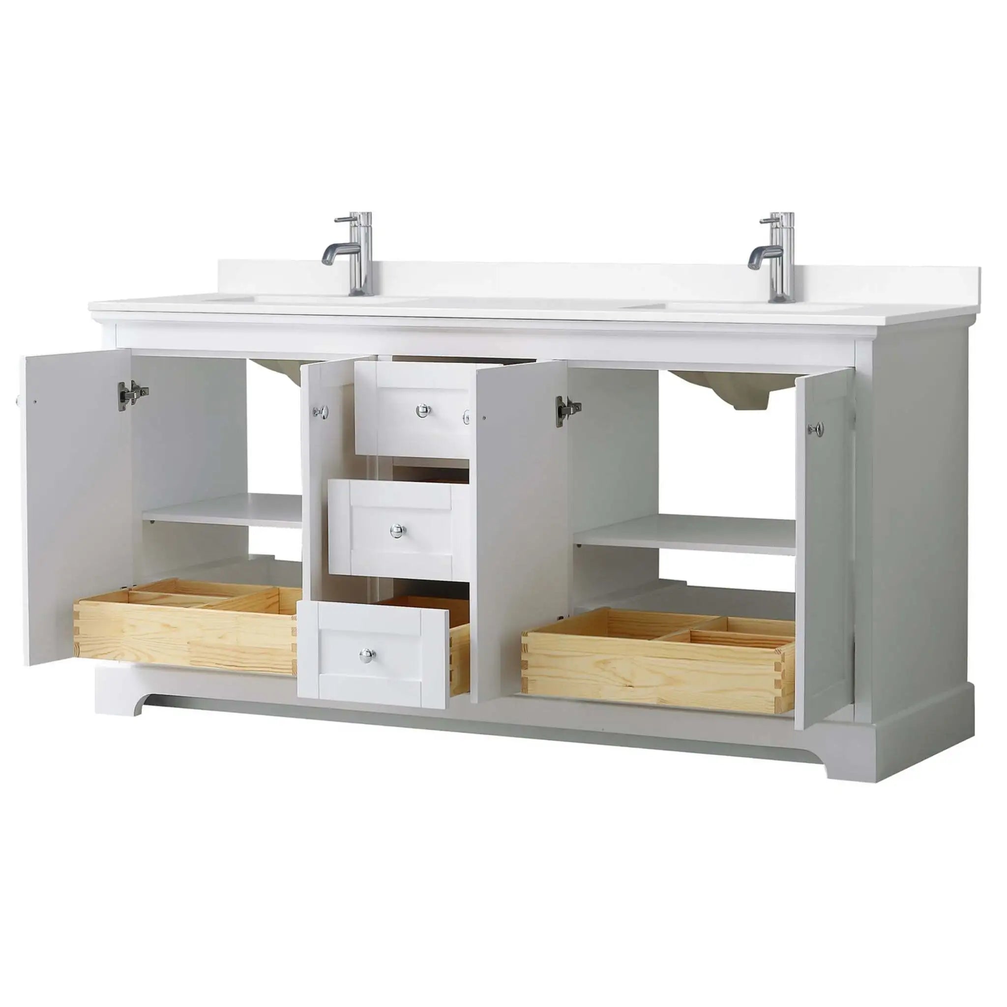 72" Avery Double Bathroom Vanity in White with Polished Chrome Trim by Wyndham