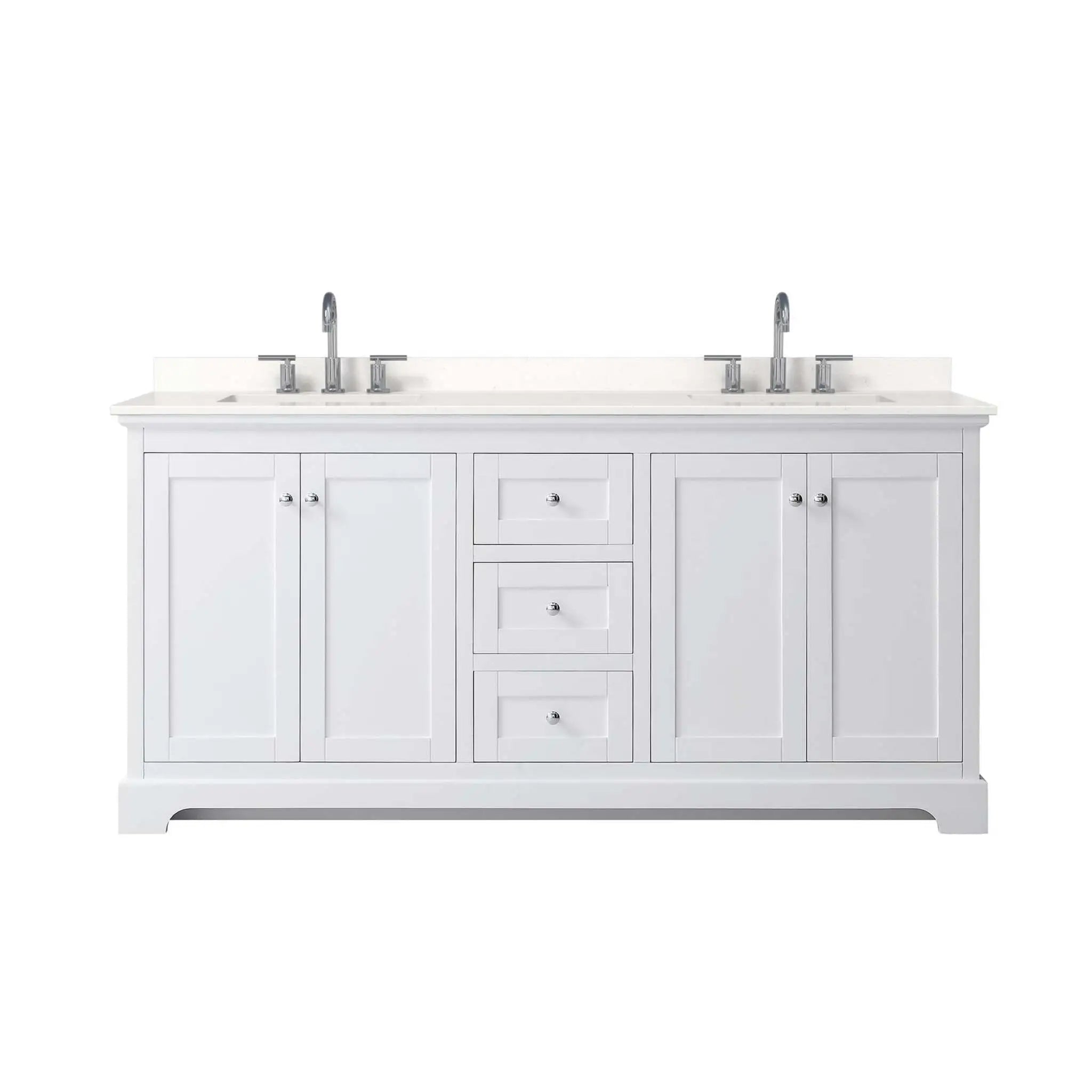 72" Avery Double Bathroom Vanity in White with Polished Chrome Trim by Wyndham