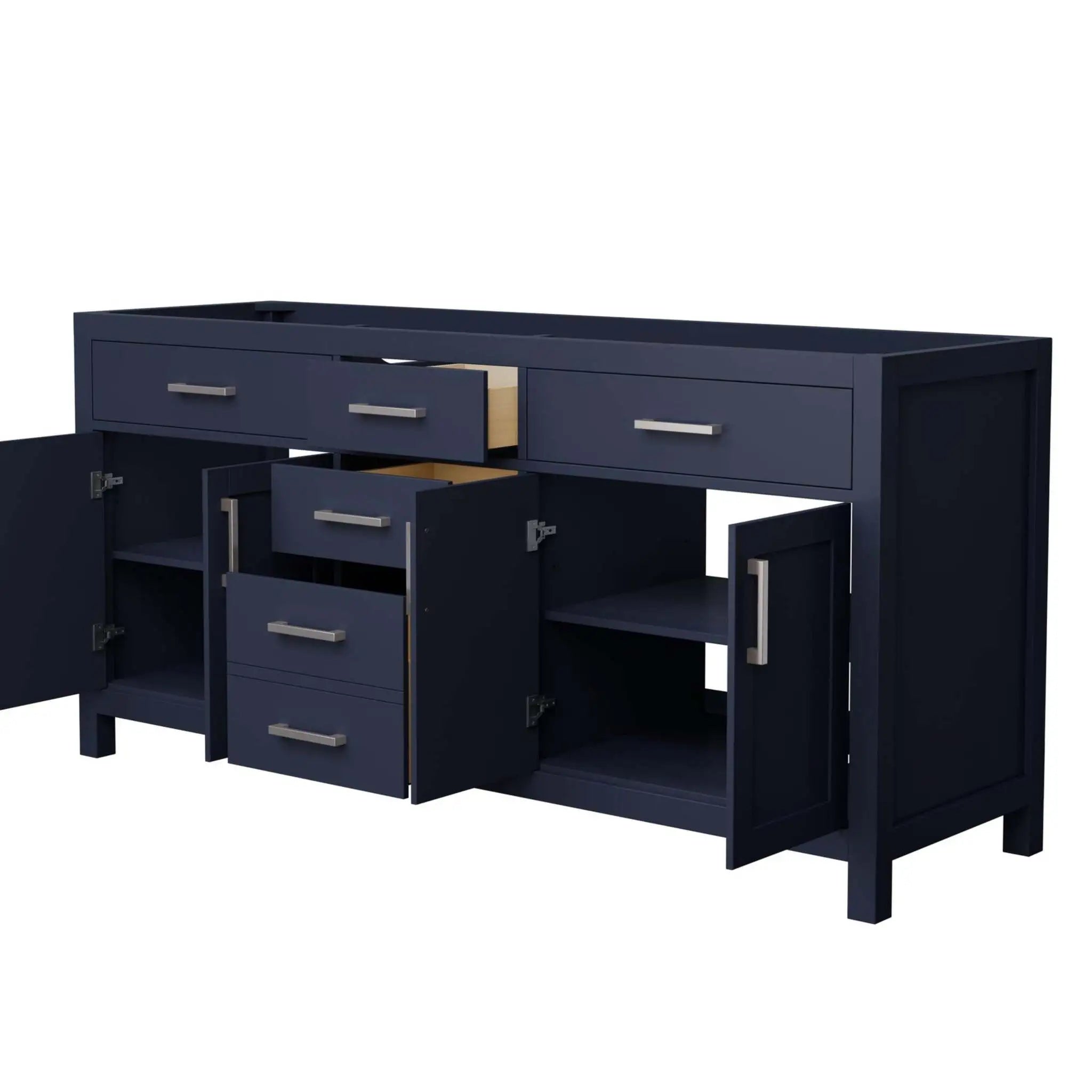 72" Beckett Double Bathroom Vanity in Dark Blue with Brushed Nickel Trim by Wyndham
