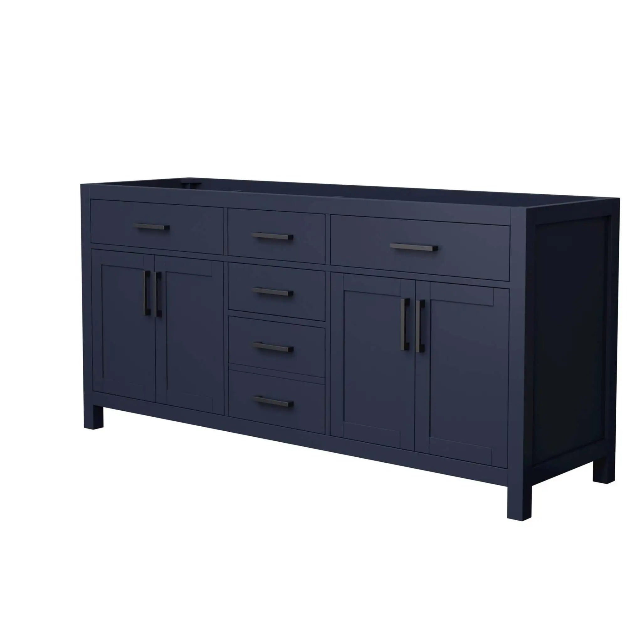 72" Beckett Double Bathroom Vanity in Dark Blue with Matte Black Trim by Wyndham