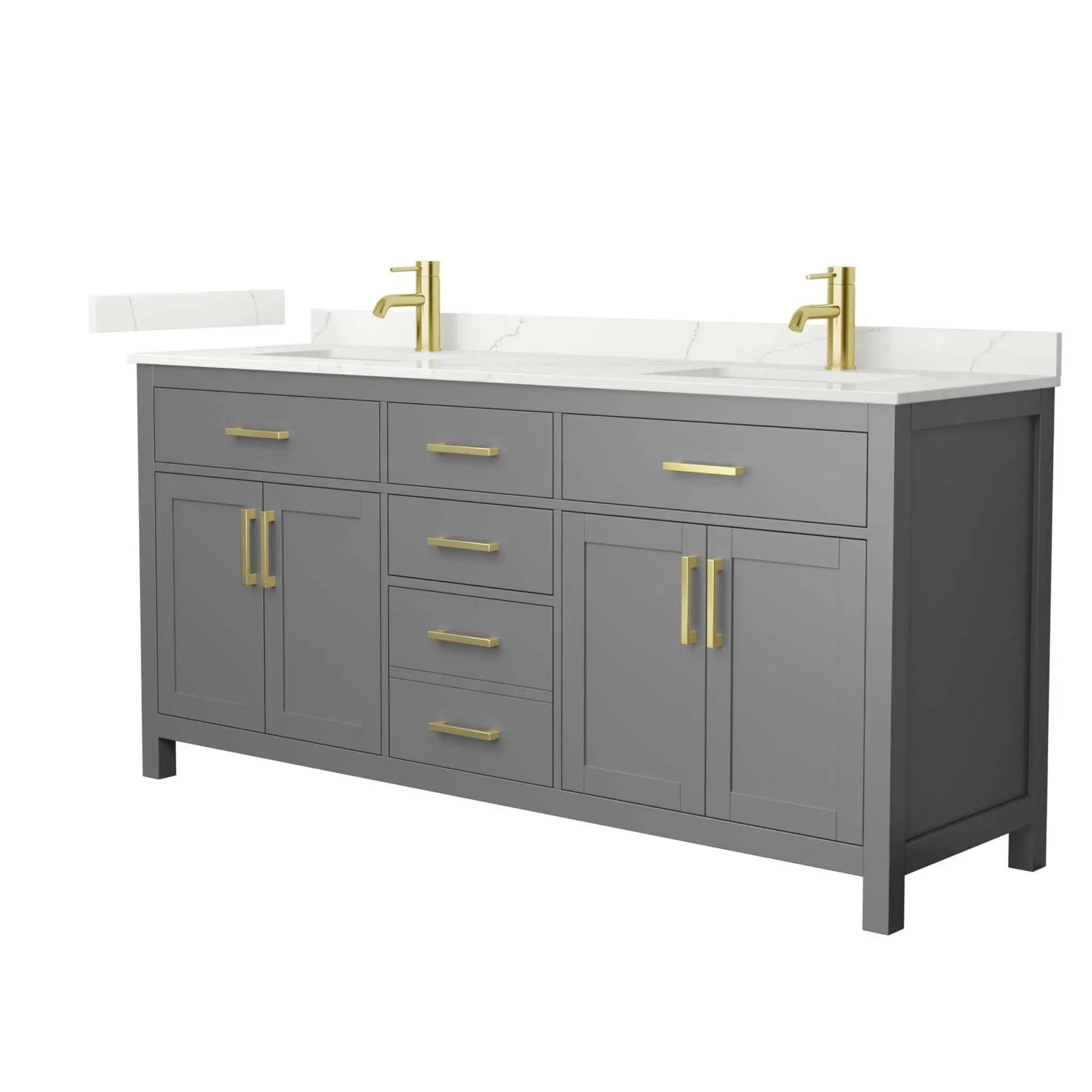 72" Beckett Double Bathroom Vanity in Dark Gray with Brushed Gold Trim by Wyndham