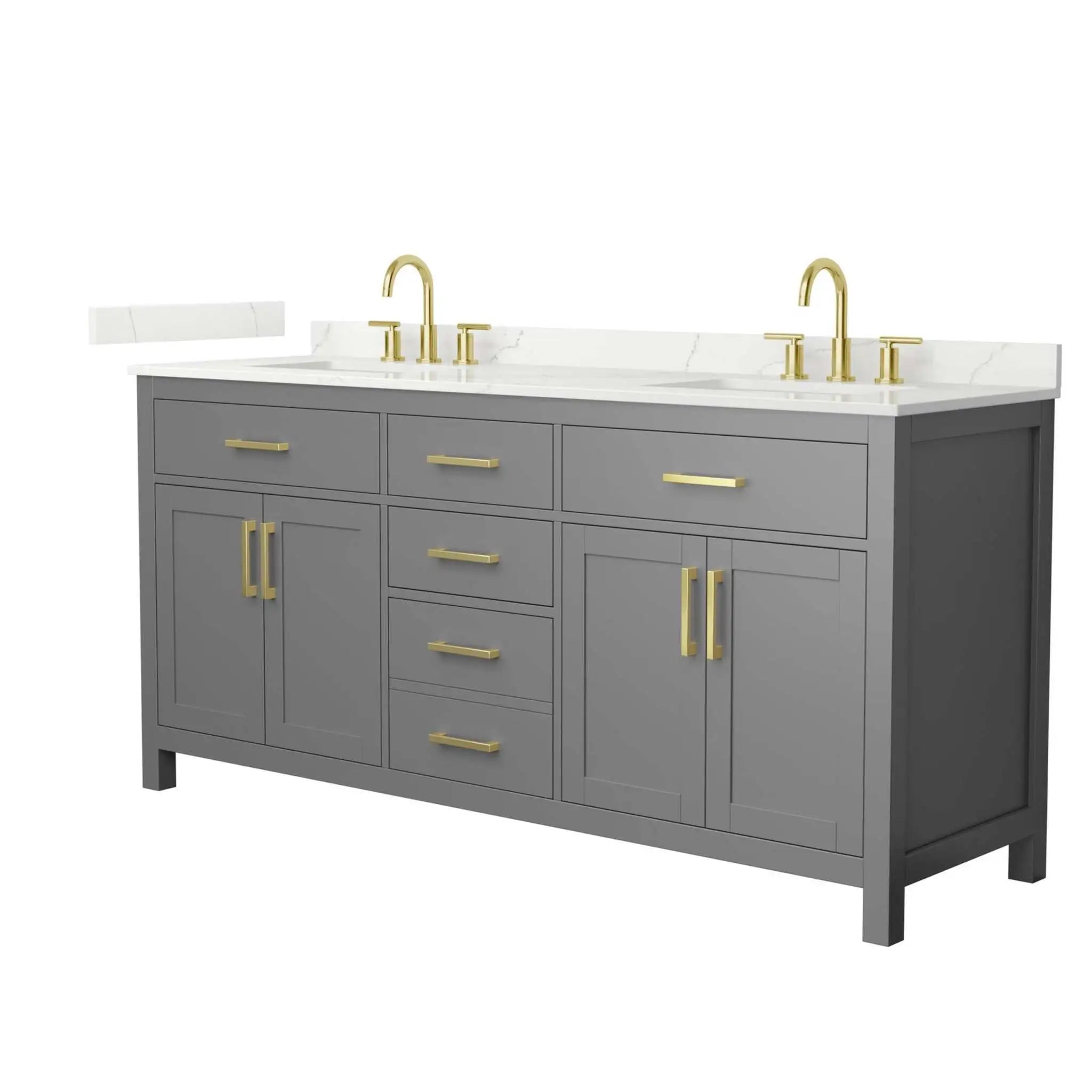 72" Beckett Double Bathroom Vanity in Dark Gray with Brushed Gold Trim by Wyndham