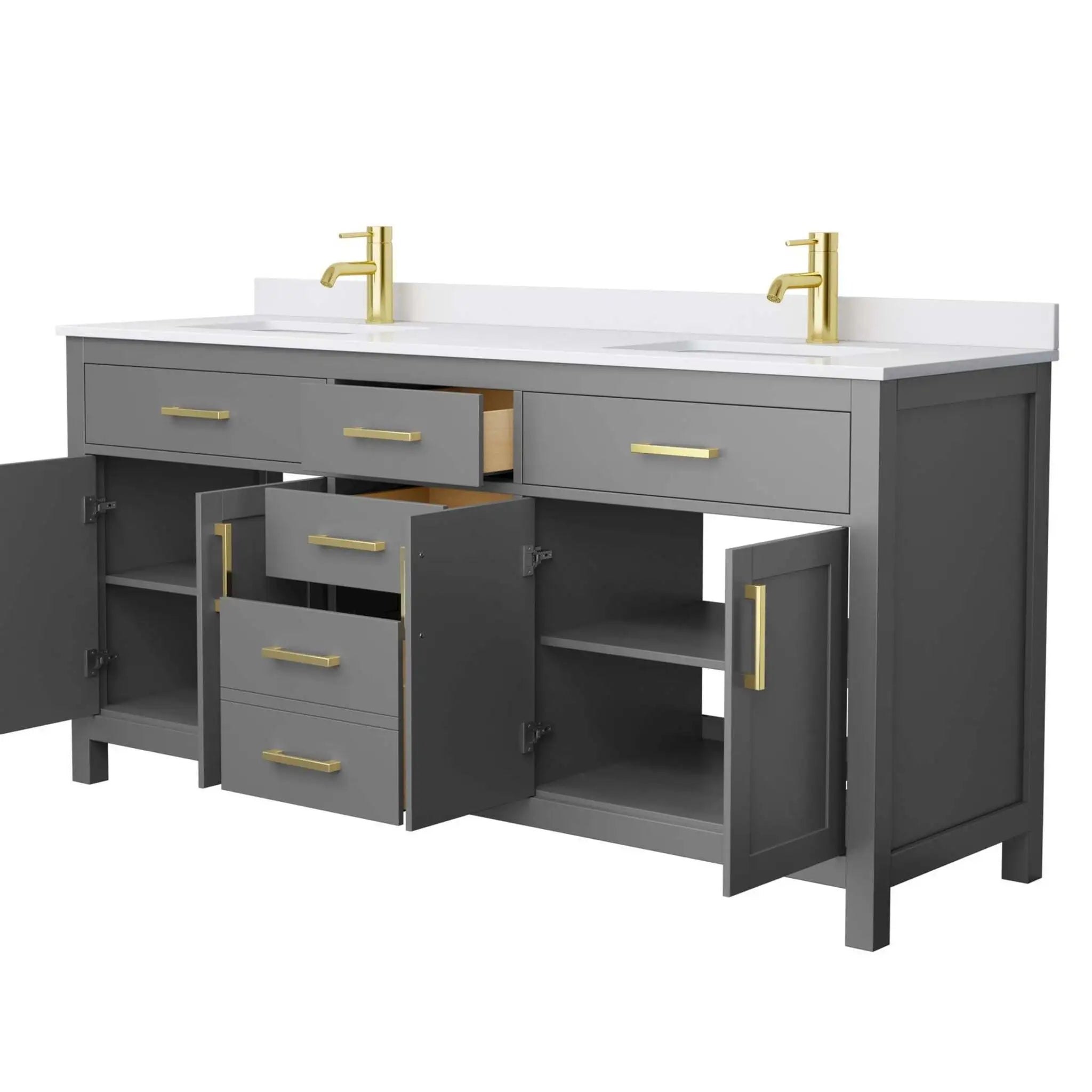 72" Beckett Double Bathroom Vanity in Dark Gray with Brushed Gold Trim by Wyndham