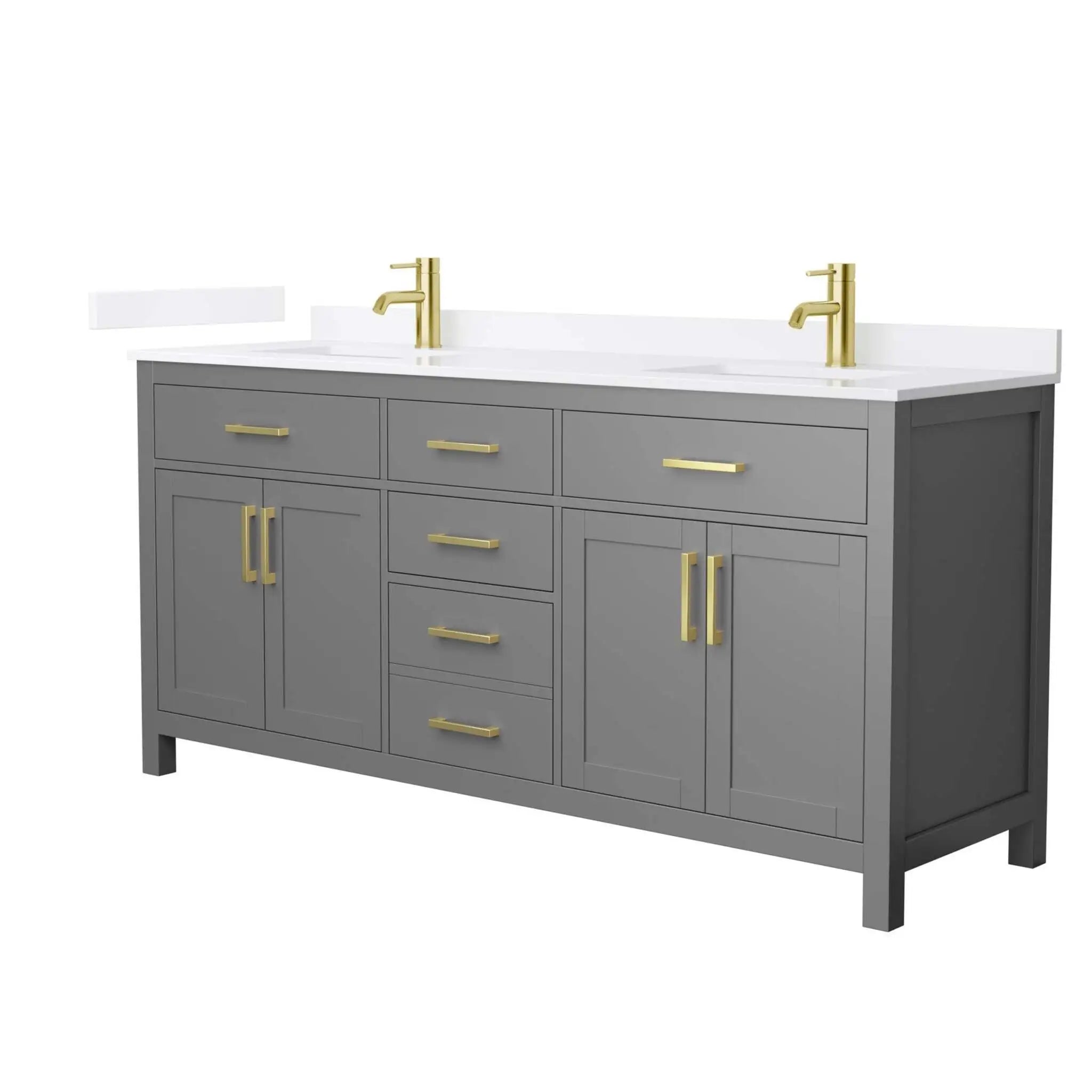 72" Beckett Double Bathroom Vanity in Dark Gray with Brushed Gold Trim by Wyndham