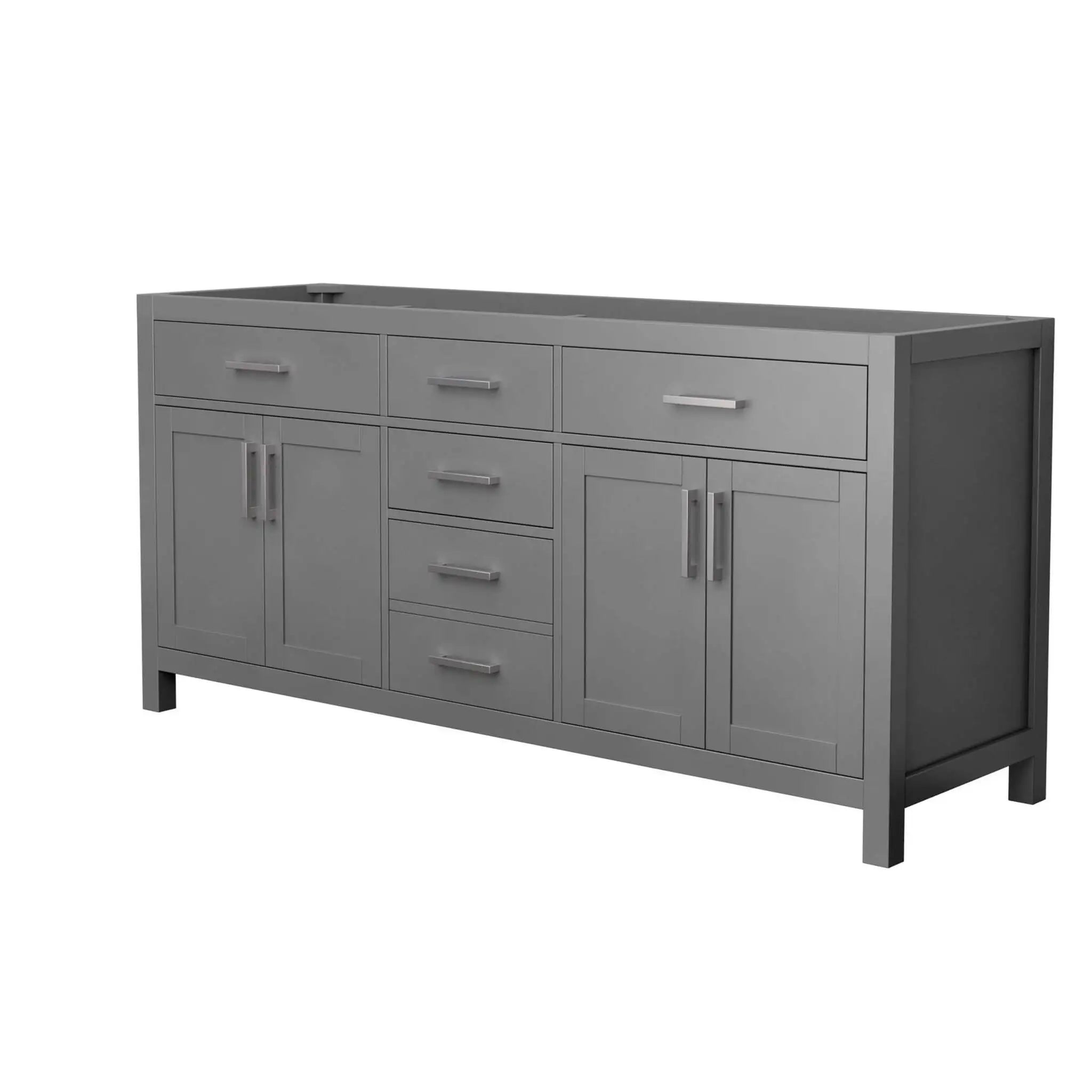 72" Beckett Double Bathroom Vanity in Dark Gray with Brushed Nickel Trim by Wyndham