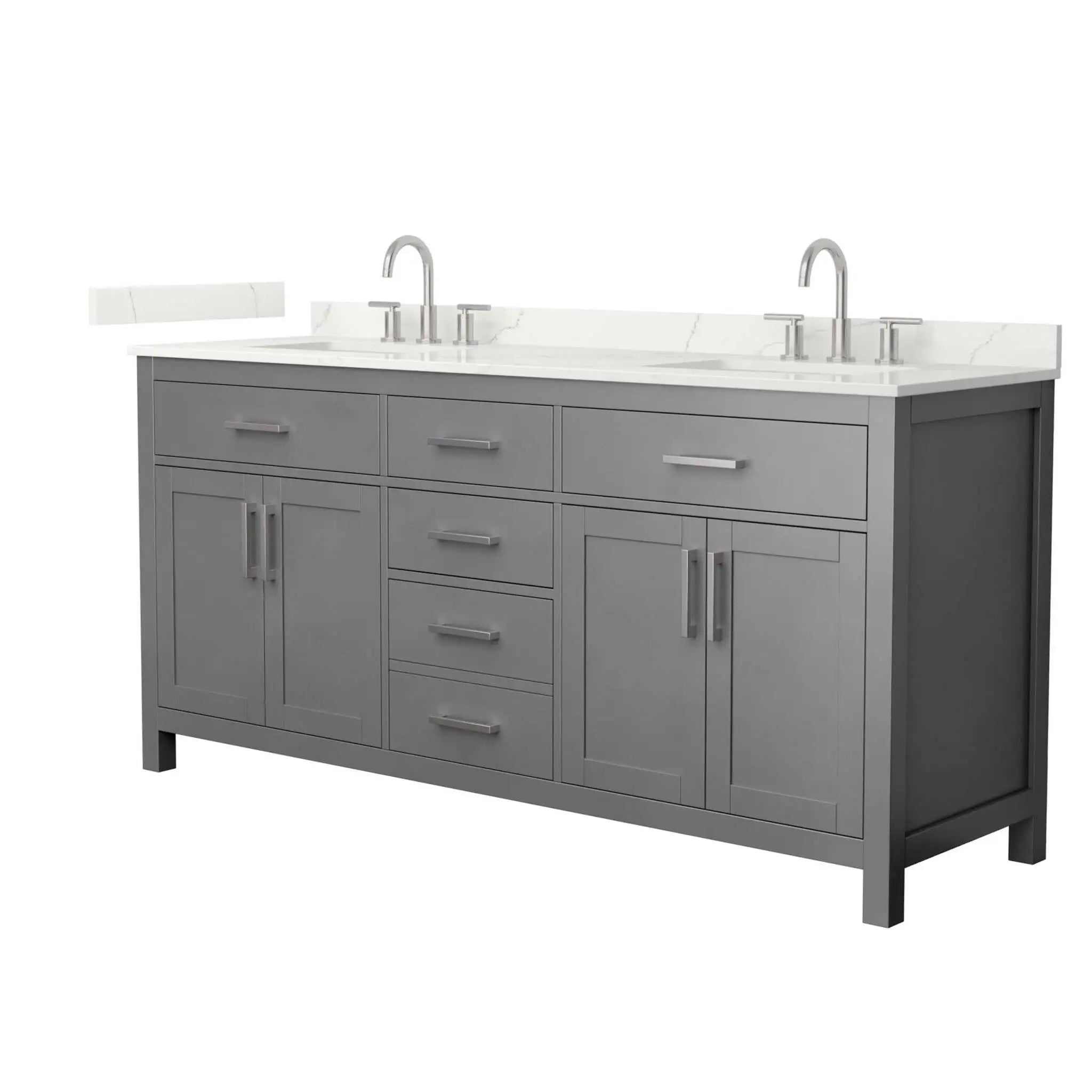72" Beckett Double Bathroom Vanity in Dark Gray with Brushed Nickel Trim by Wyndham