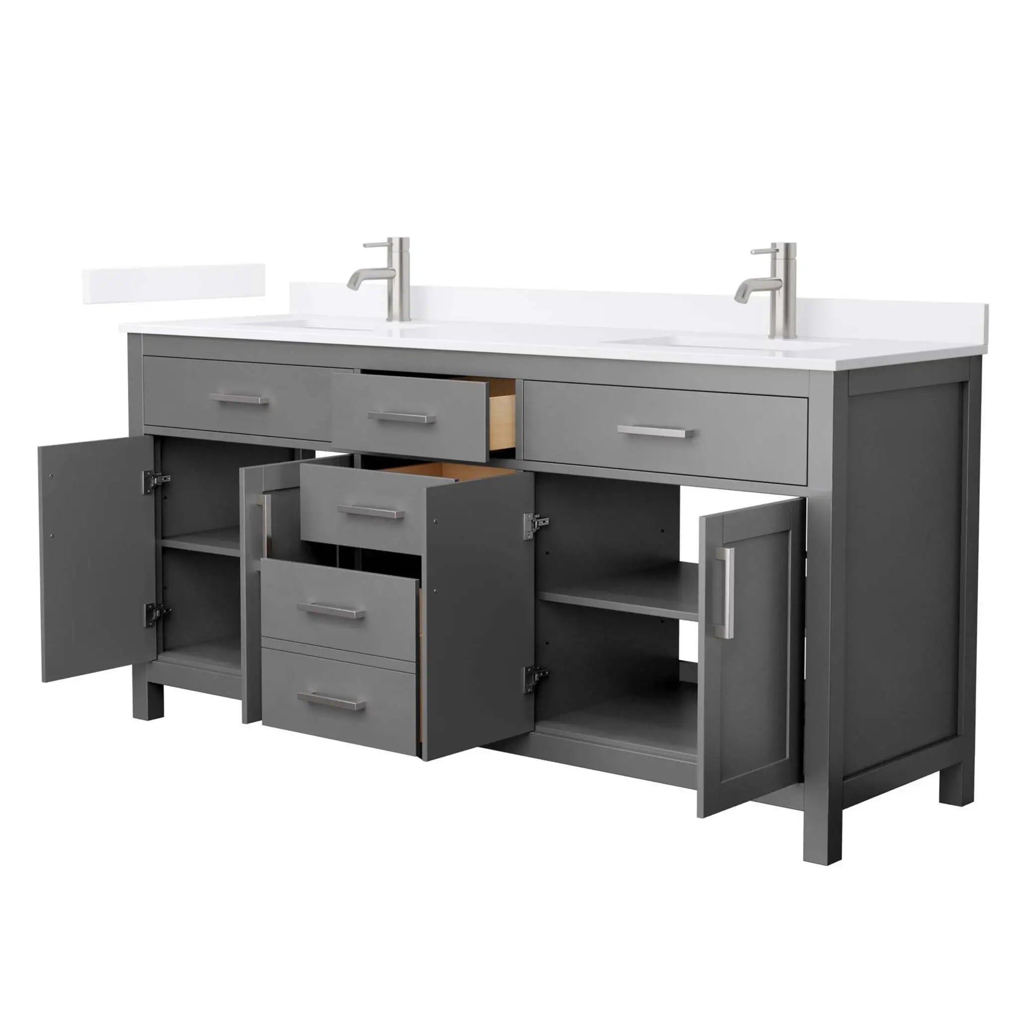 72" Beckett Double Bathroom Vanity in Dark Gray with Brushed Nickel Trim by Wyndham