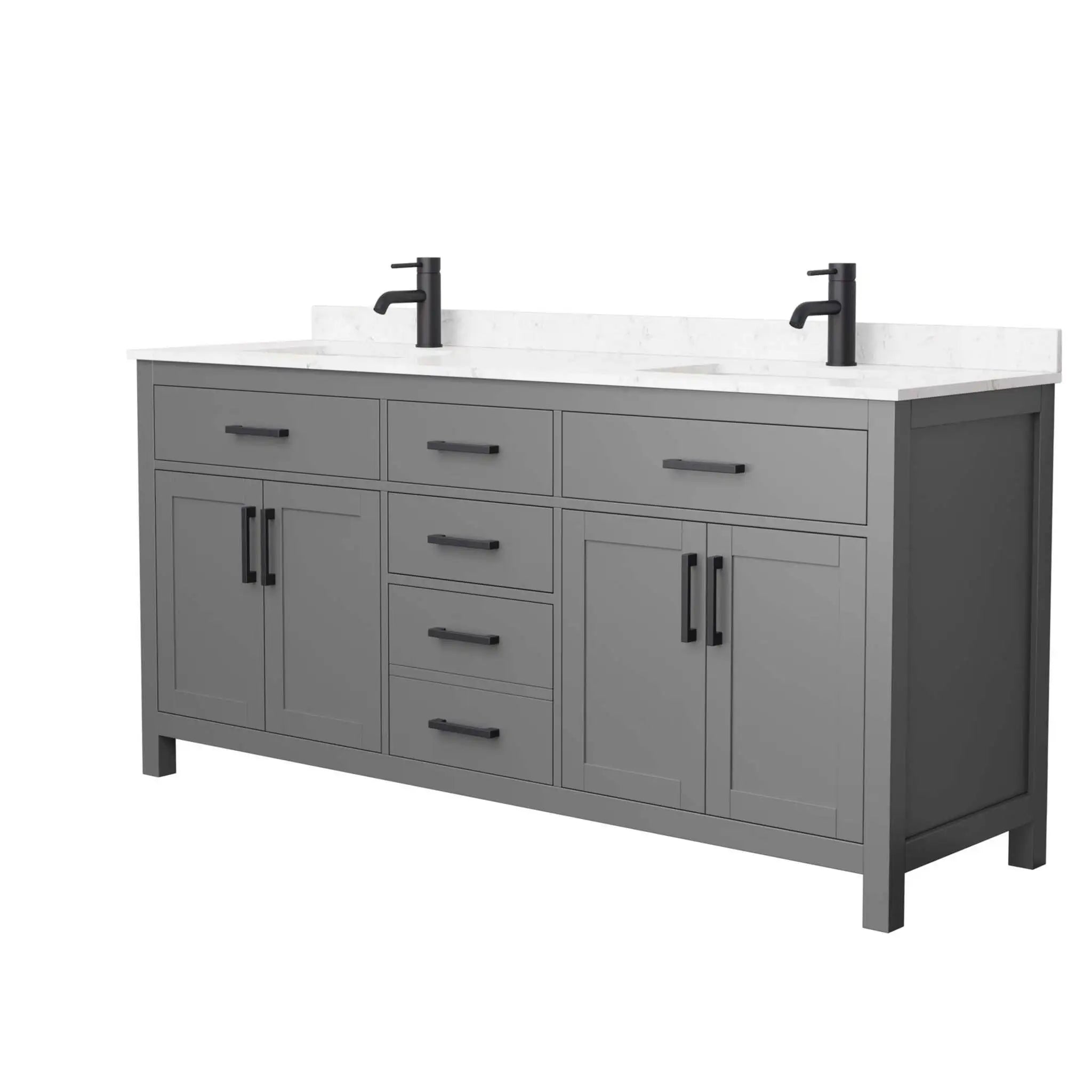 72" Beckett Double Bathroom Vanity in Dark Gray with Matte Black Trim by Wyndham