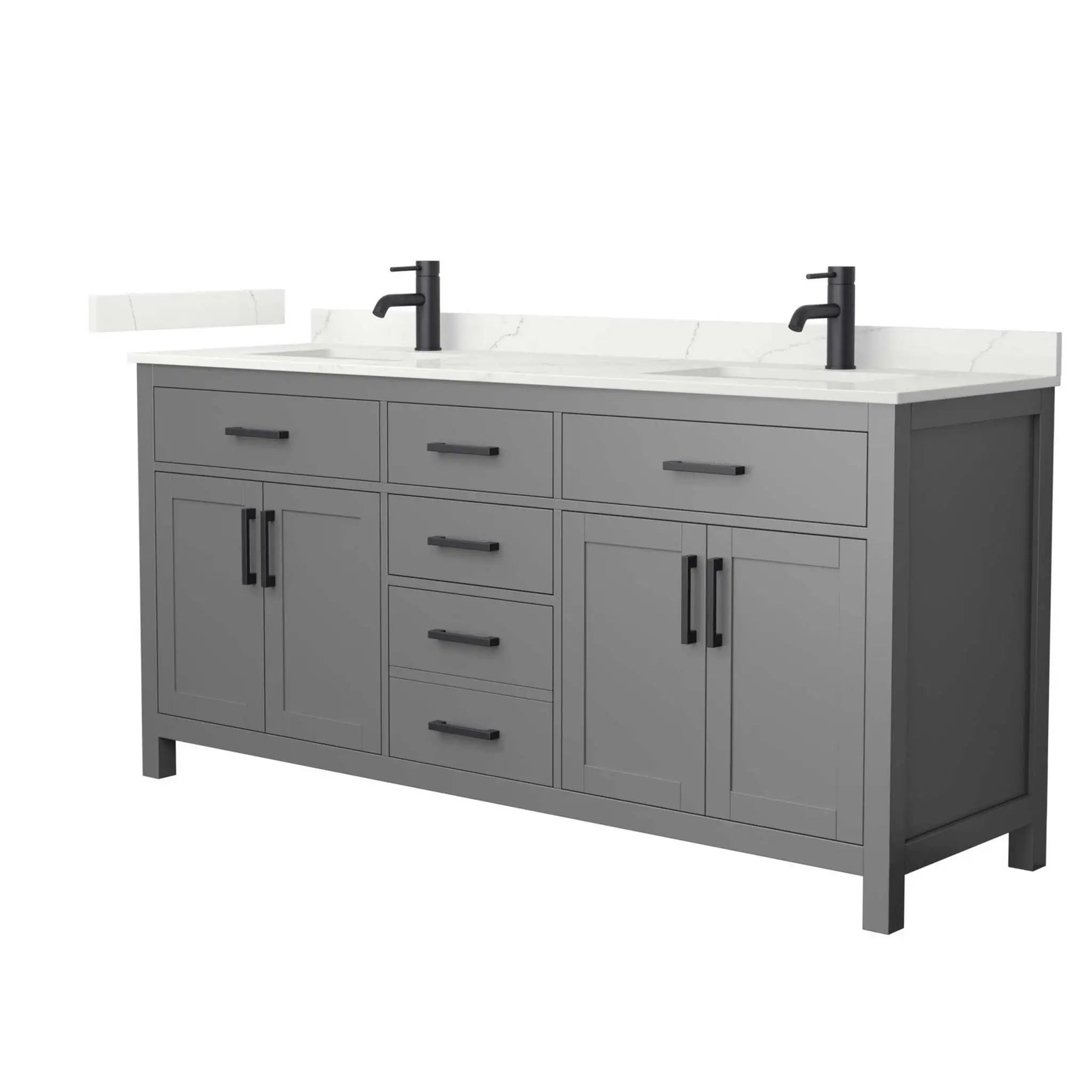 72" Beckett Double Bathroom Vanity in Dark Gray with Matte Black Trim by Wyndham