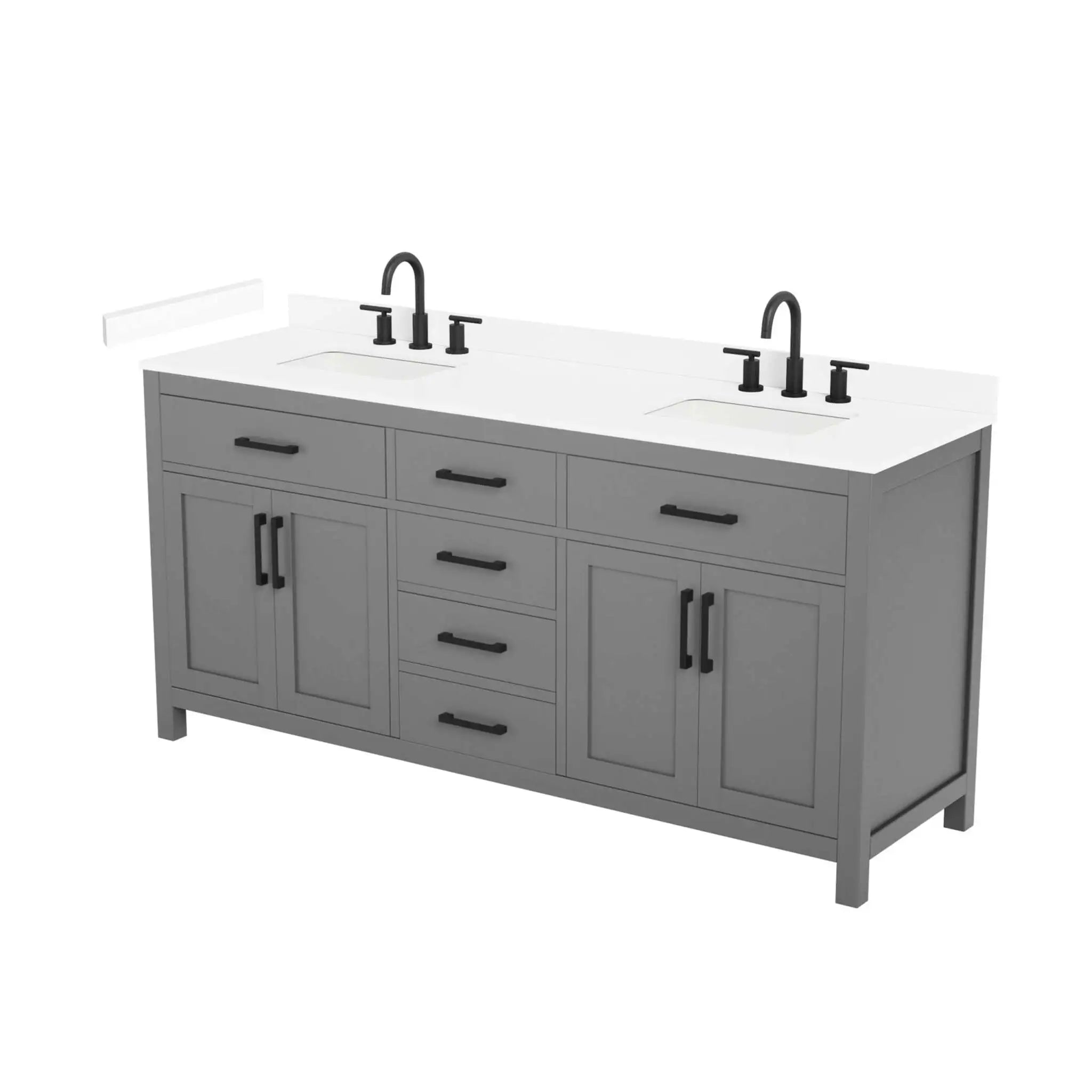 72" Beckett Double Bathroom Vanity in Dark Gray with Matte Black Trim by Wyndham