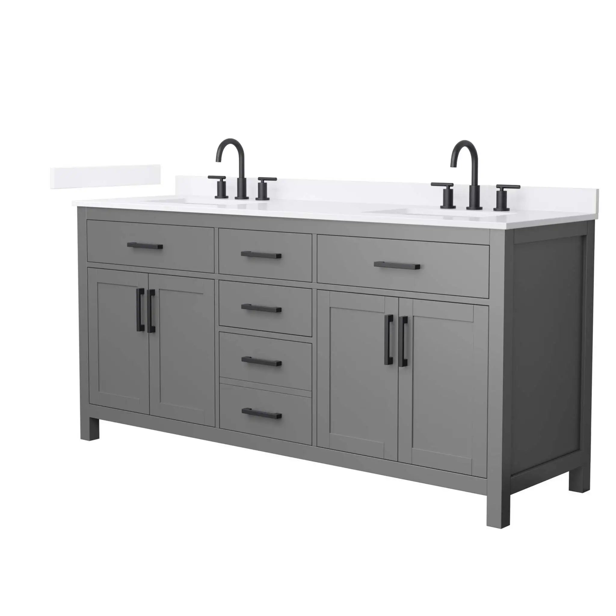 72" Beckett Double Bathroom Vanity in Dark Gray with Matte Black Trim by Wyndham