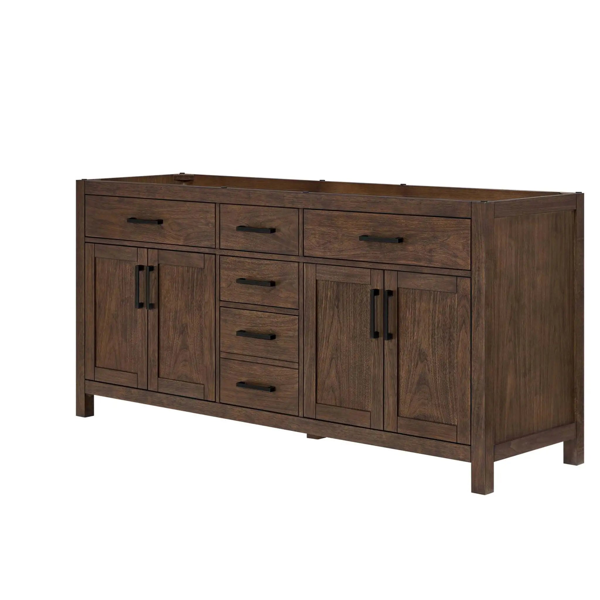 72" Beckett Double Bathroom Vanity in Dark Walnut with Matte Black Trim by Wyndham