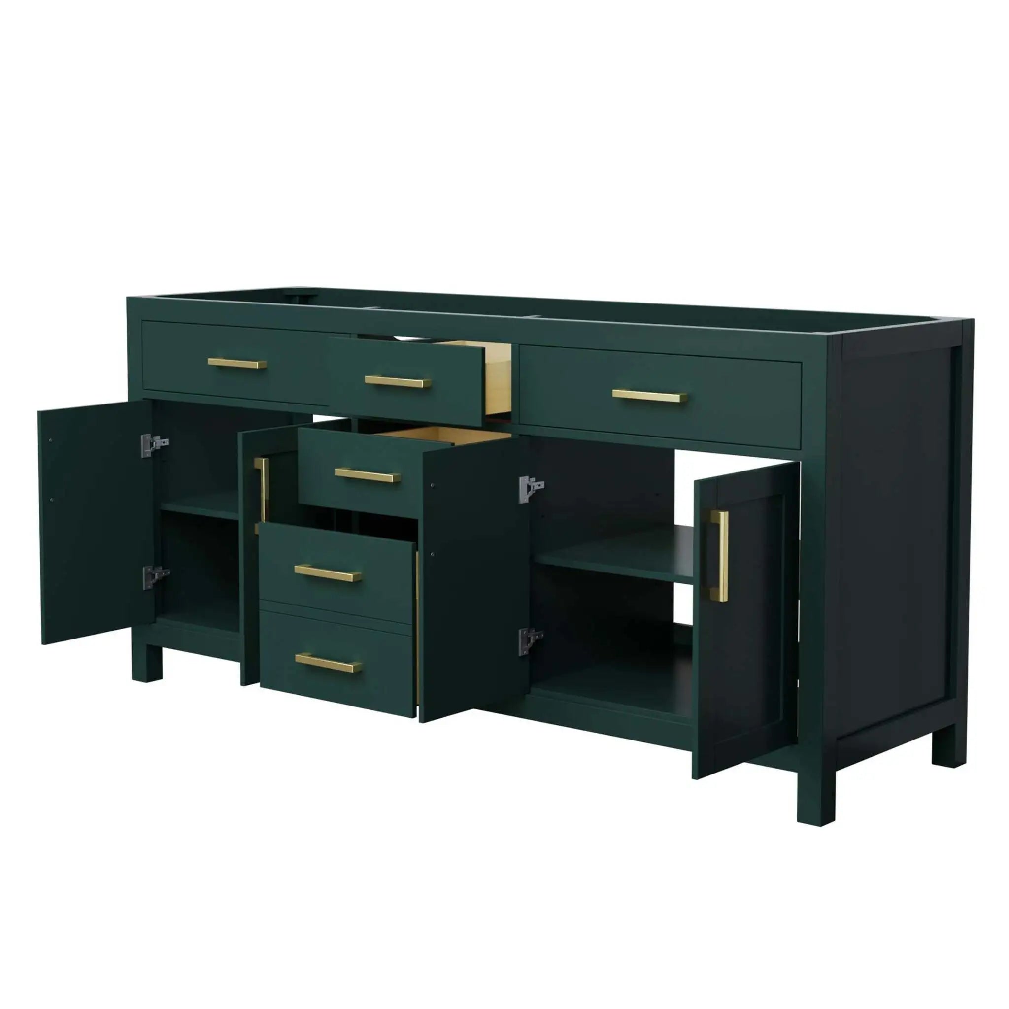 72" Beckett Double Bathroom Vanity in Green with Brushed Gold Trim by Wyndham