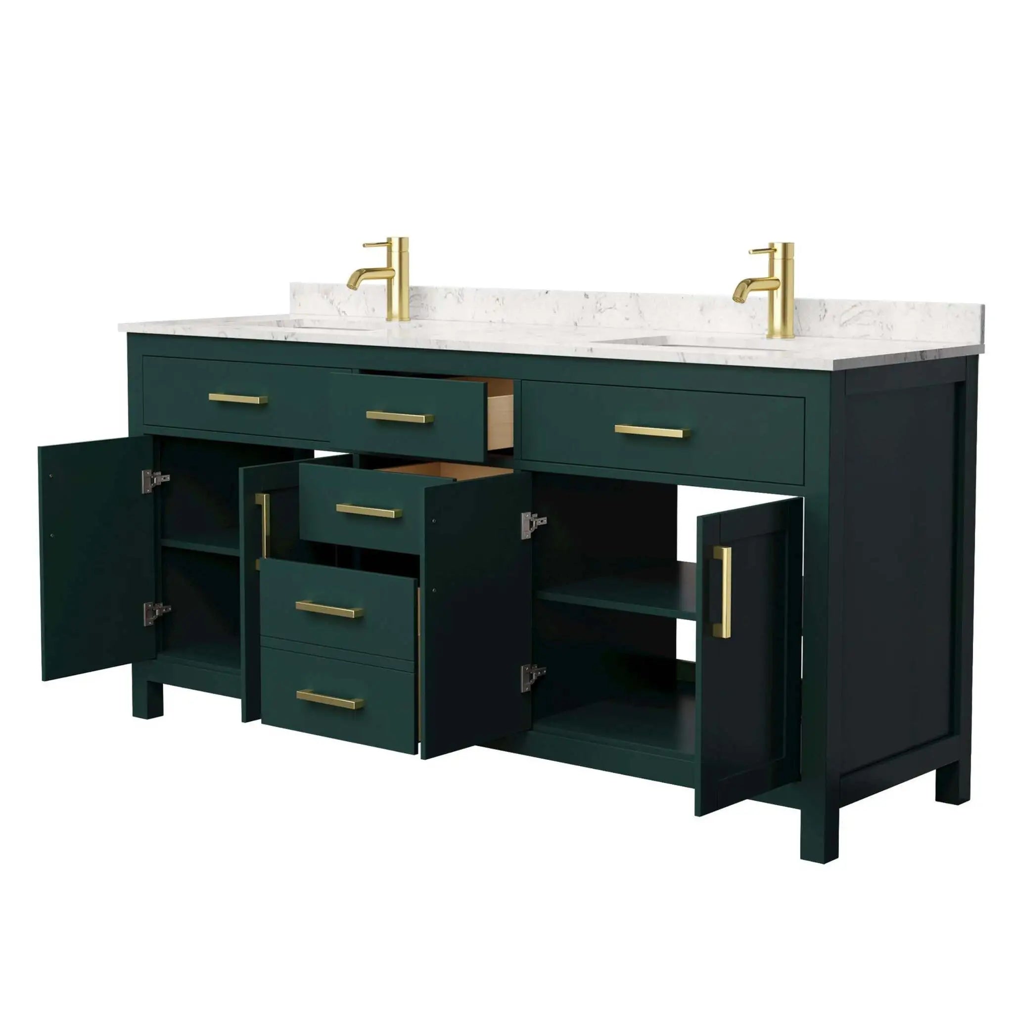 72" Beckett Double Bathroom Vanity in Green with Brushed Gold Trim by Wyndham