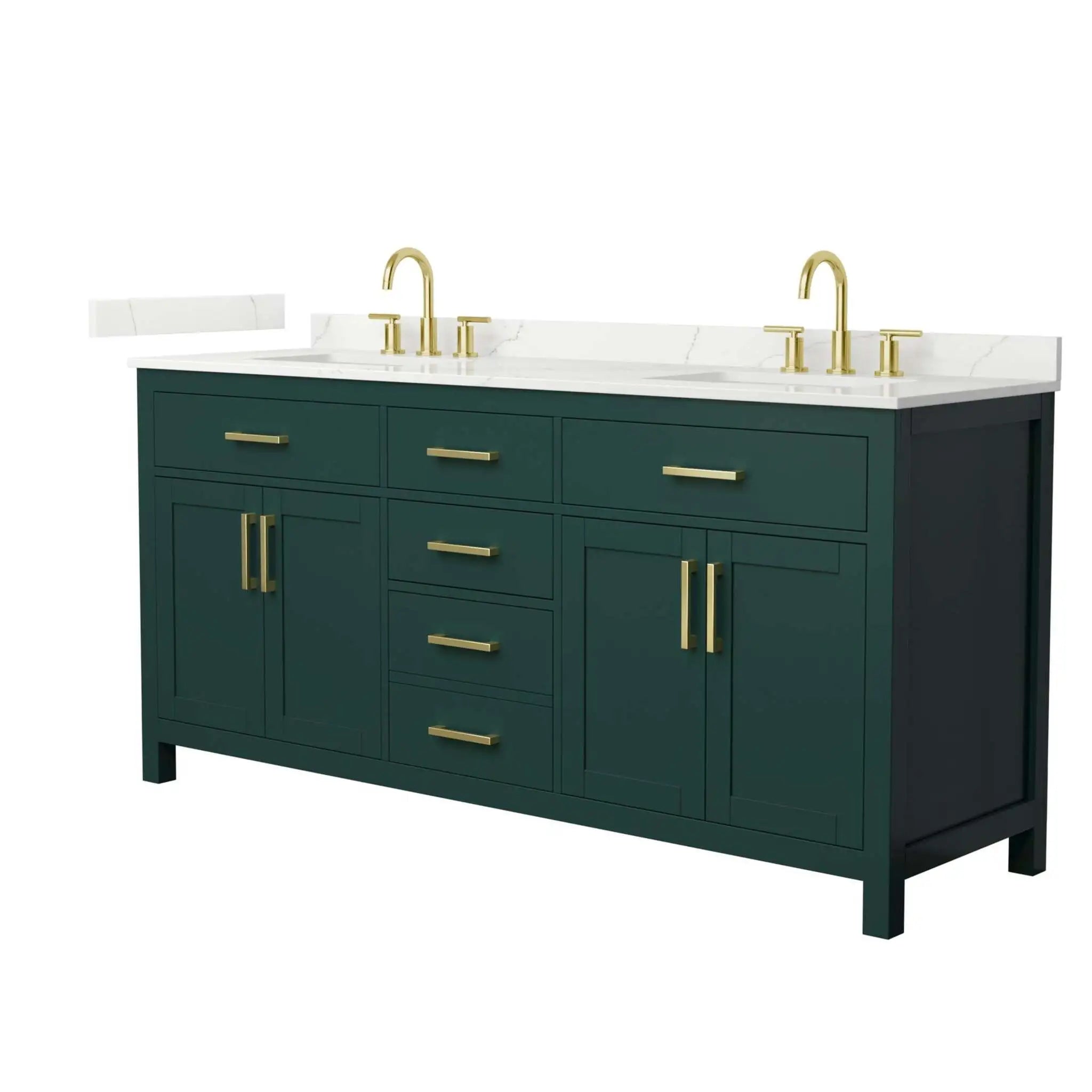 72" Beckett Double Bathroom Vanity in Green with Brushed Gold Trim by Wyndham
