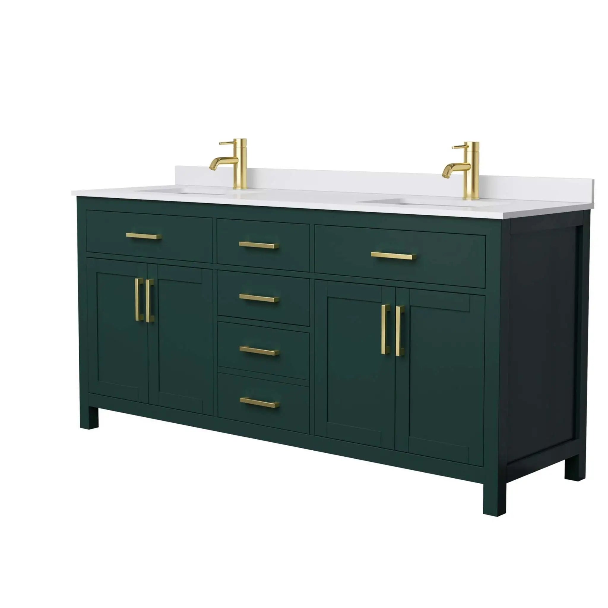 72" Beckett Double Bathroom Vanity in Green with Brushed Gold Trim by Wyndham