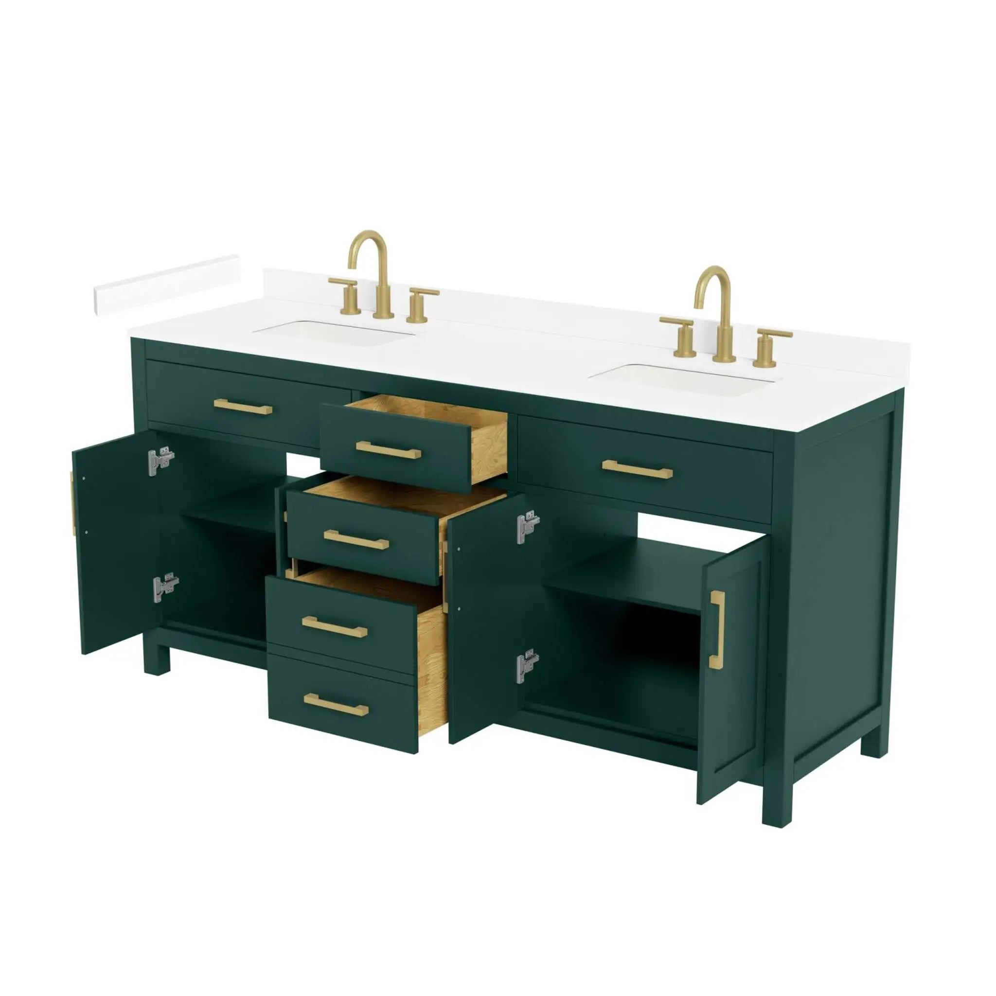 72" Beckett Double Bathroom Vanity in Green with Brushed Gold Trim by Wyndham