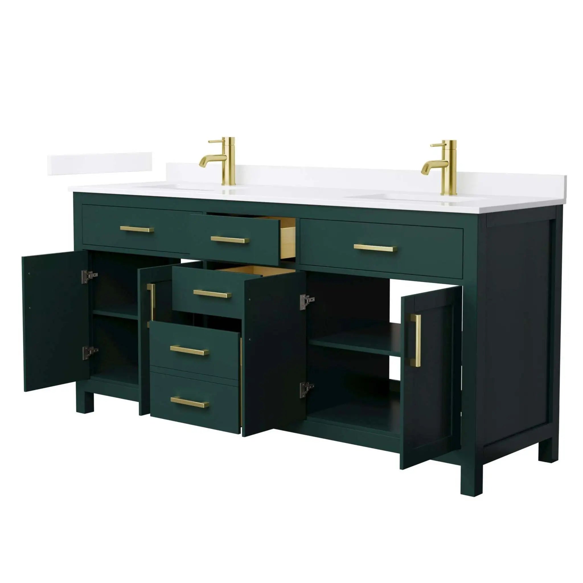 72" Beckett Double Bathroom Vanity in Green with Brushed Gold Trim by Wyndham