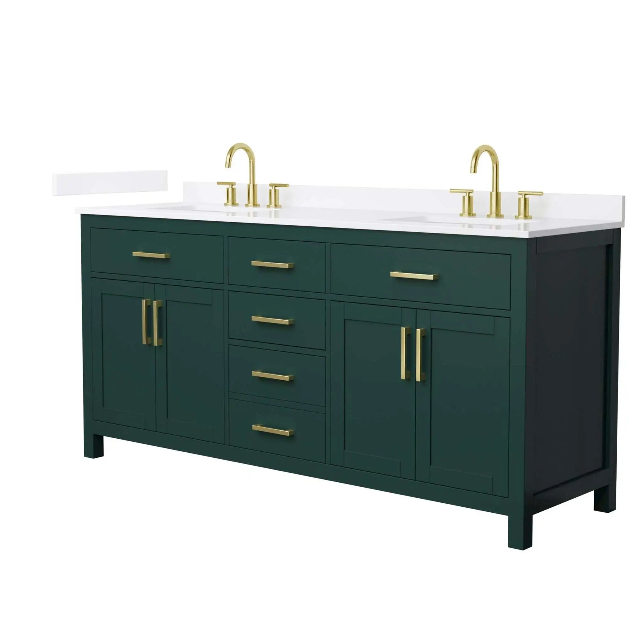 72" Beckett Double Bathroom Vanity in Green with Brushed Gold Trim by Wyndham