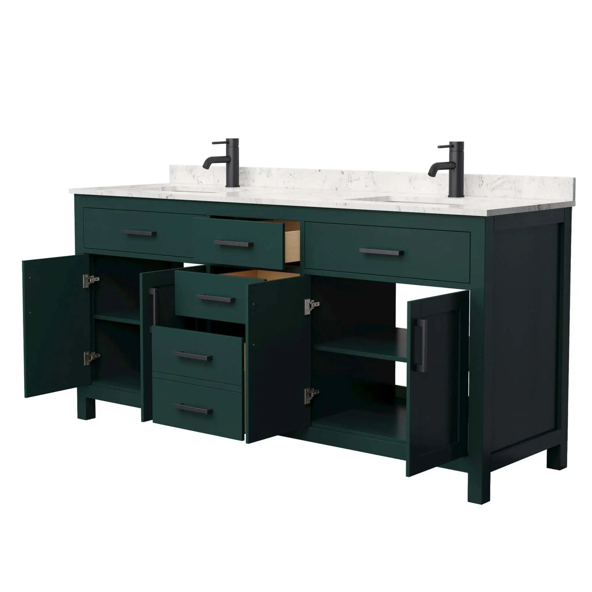 72" Beckett Double Bathroom Vanity in Green with Matte Black Trim by Wyndham