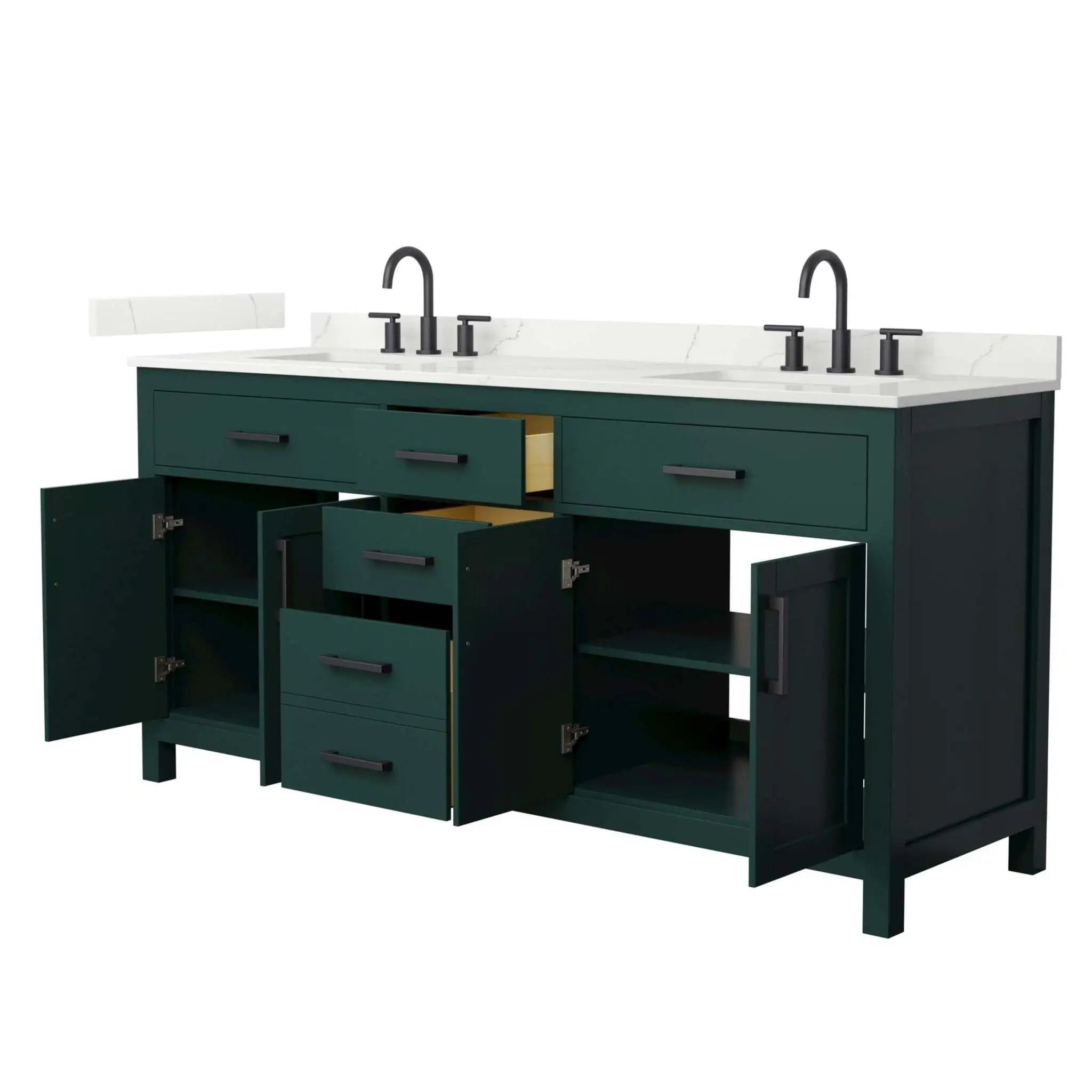 72" Beckett Double Bathroom Vanity in Green with Matte Black Trim by Wyndham