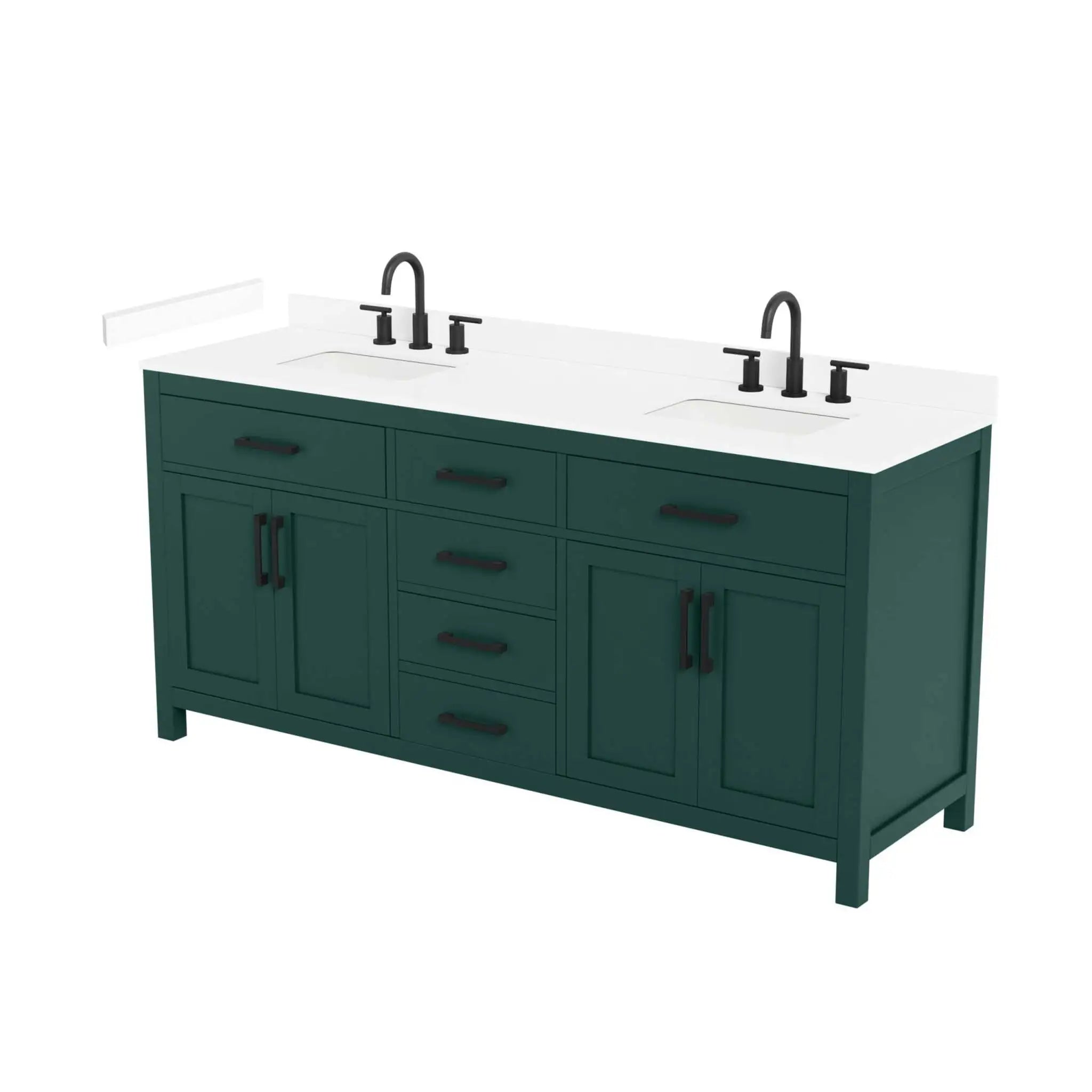 72" Beckett Double Bathroom Vanity in Green with Matte Black Trim by Wyndham
