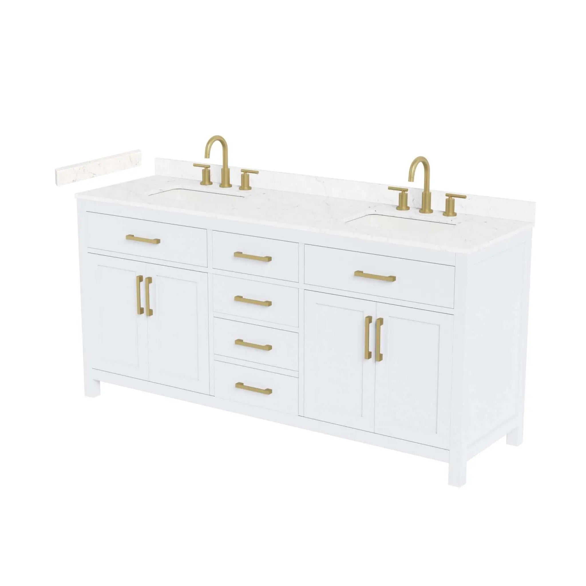 72" Beckett Double Bathroom Vanity in White with Brushed Gold Trim by Wyndham