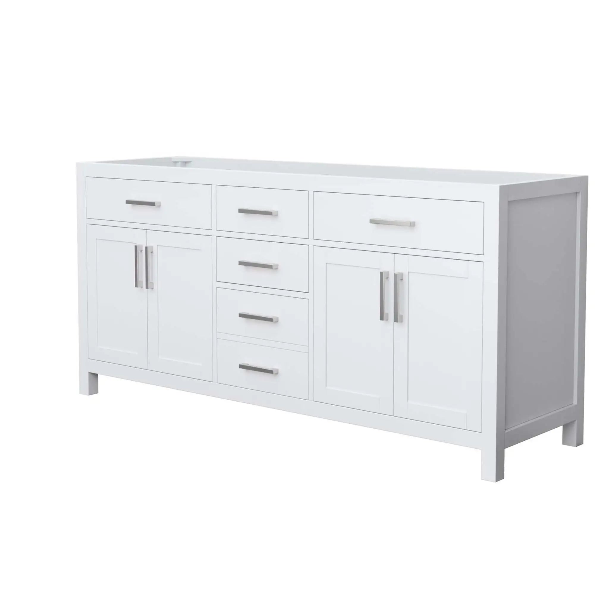 72" Beckett Double Bathroom Vanity in White with Brushed Nickel Trim by Wyndham