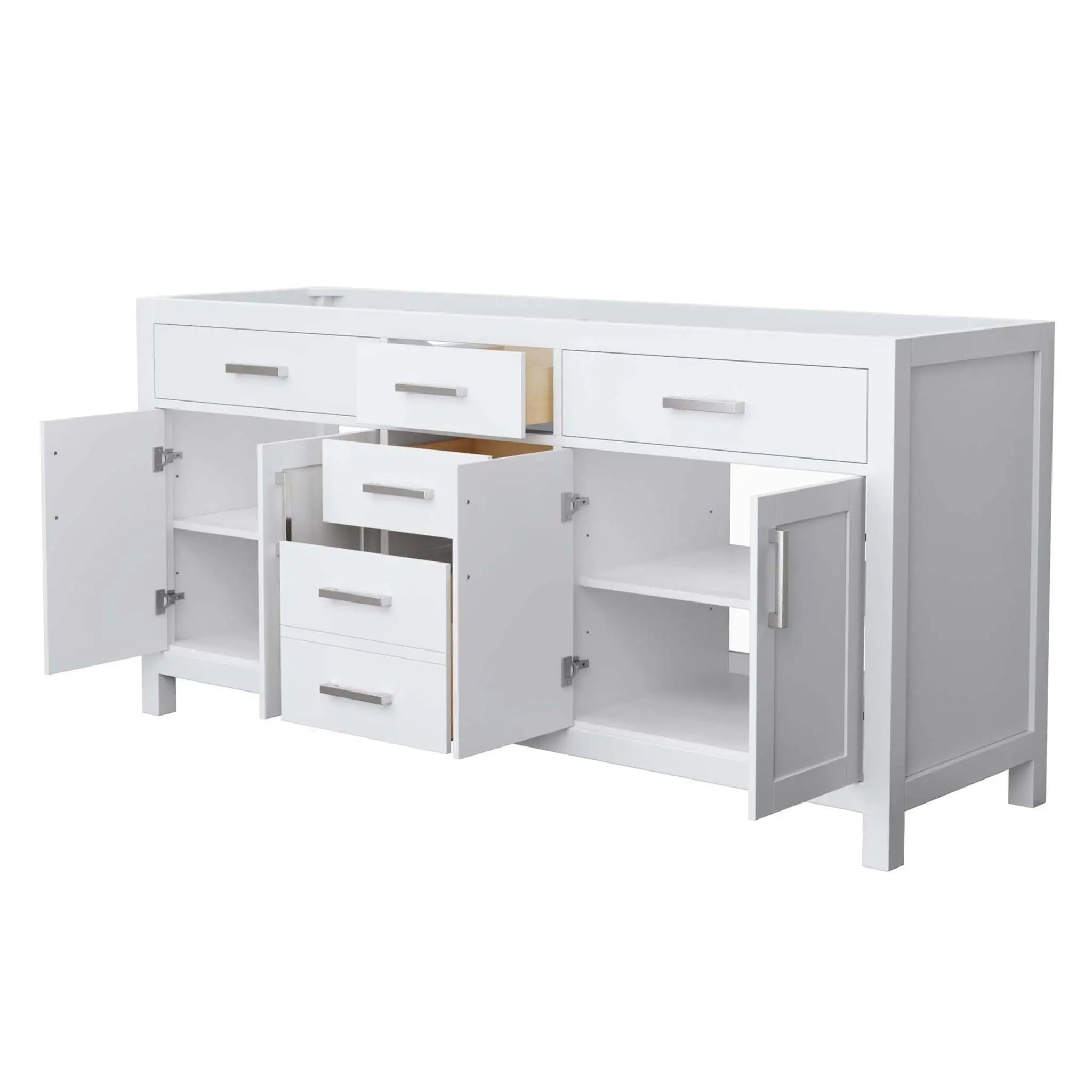 72" Beckett Double Bathroom Vanity in White with Brushed Nickel Trim by Wyndham