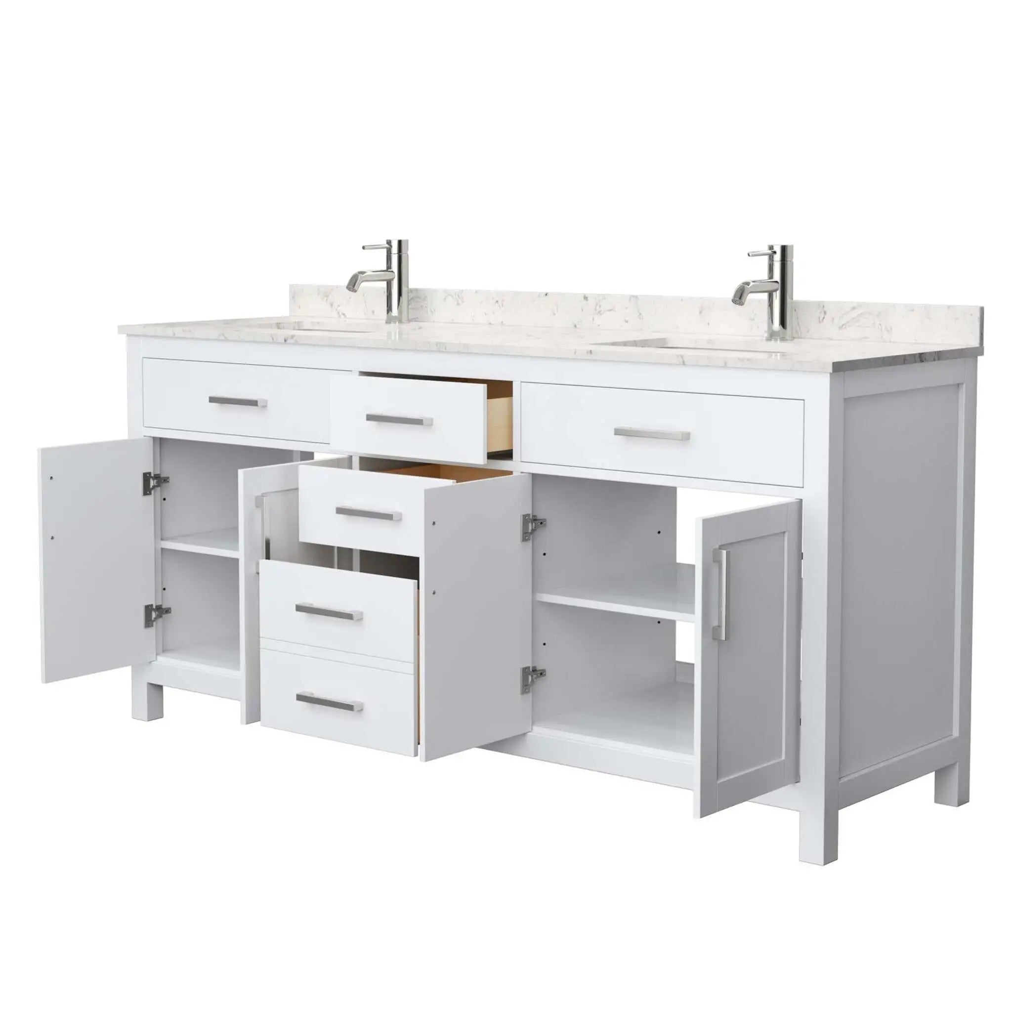 72" Beckett Double Bathroom Vanity in White with Brushed Nickel Trim by Wyndham