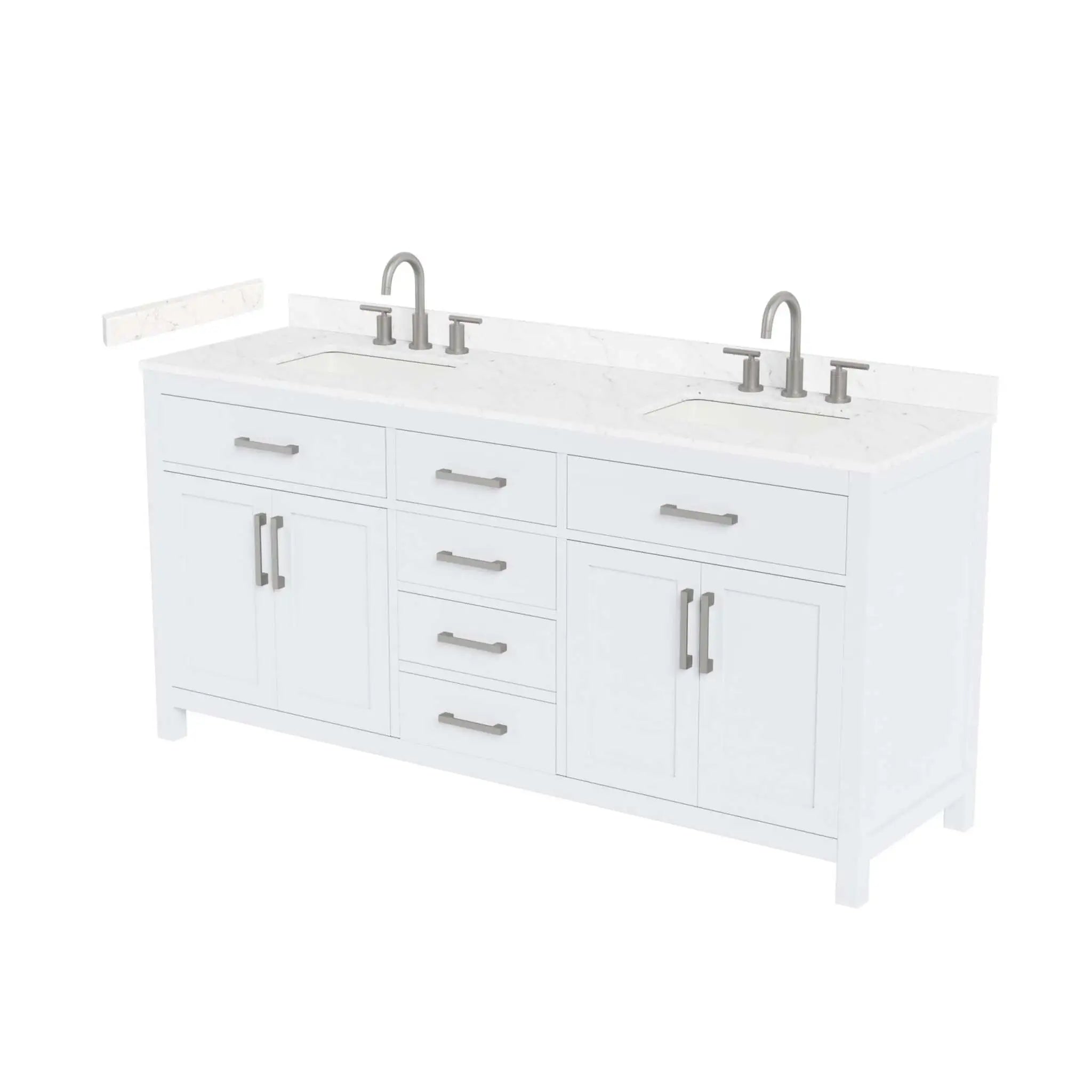 72" Beckett Double Bathroom Vanity in White with Brushed Nickel Trim by Wyndham