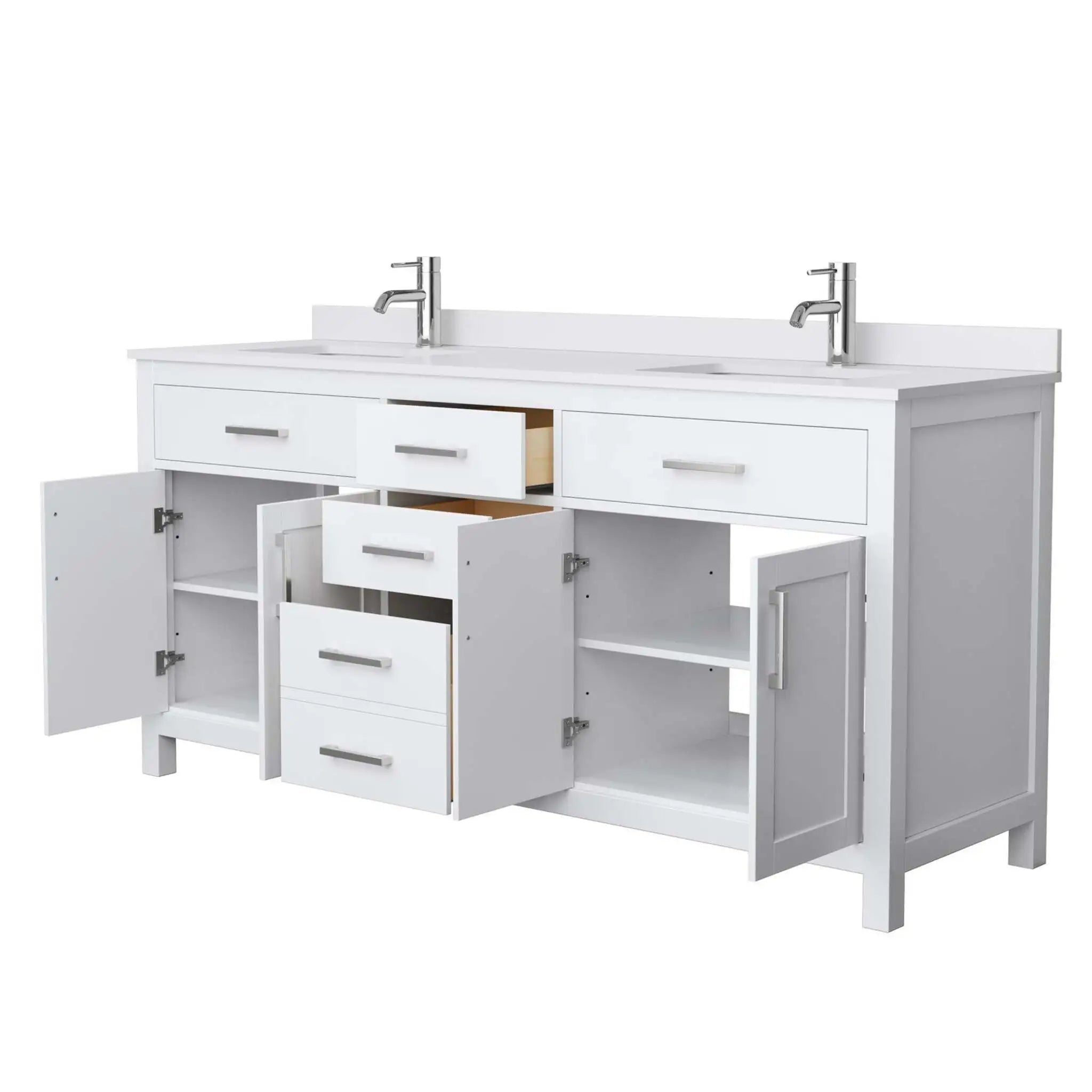 72" Beckett Double Bathroom Vanity in White with Brushed Nickel Trim by Wyndham