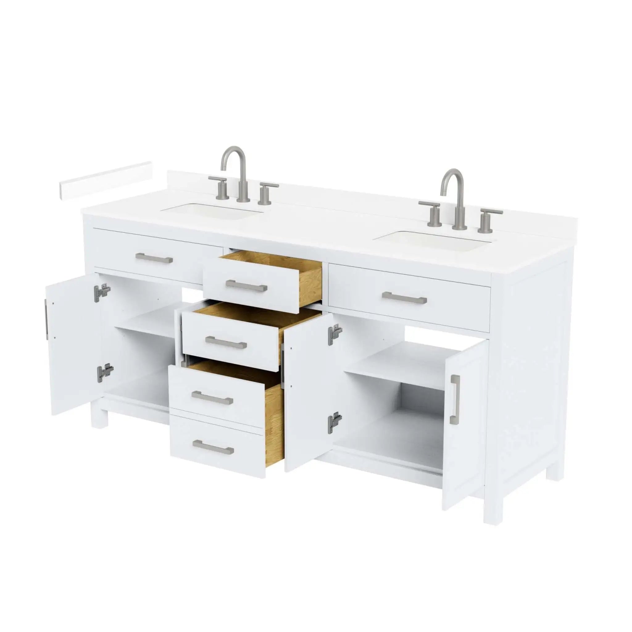 72" Beckett Double Bathroom Vanity in White with Brushed Nickel Trim by Wyndham