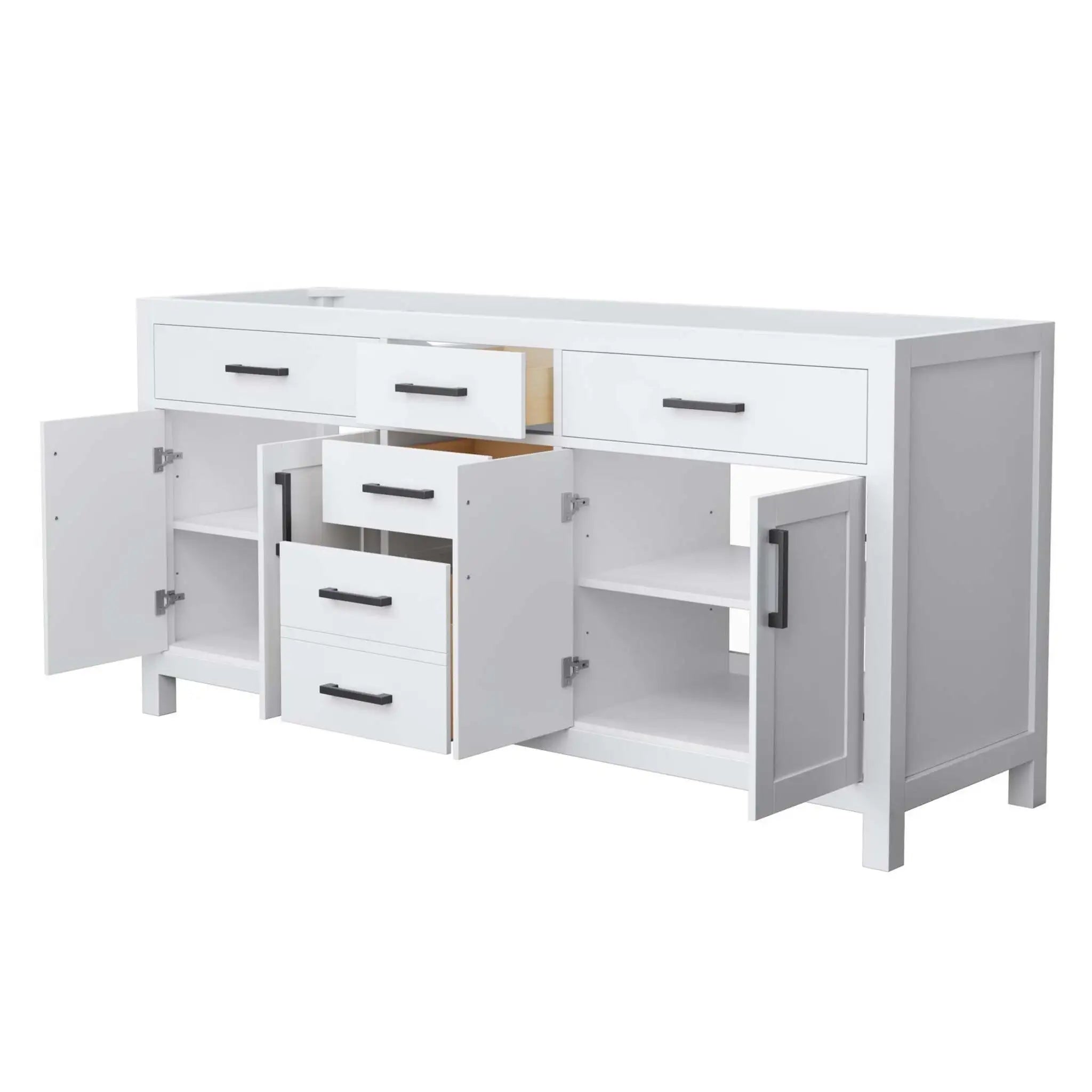 72" Beckett Double Bathroom Vanity in White with Matte Black Trim by Wyndham