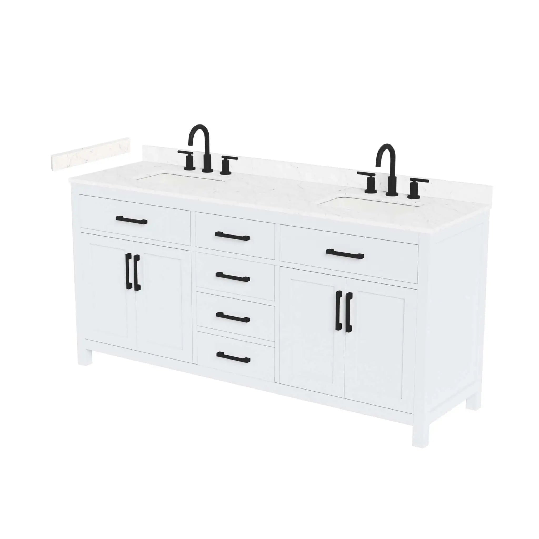 72" Beckett Double Bathroom Vanity in White with Matte Black Trim by Wyndham