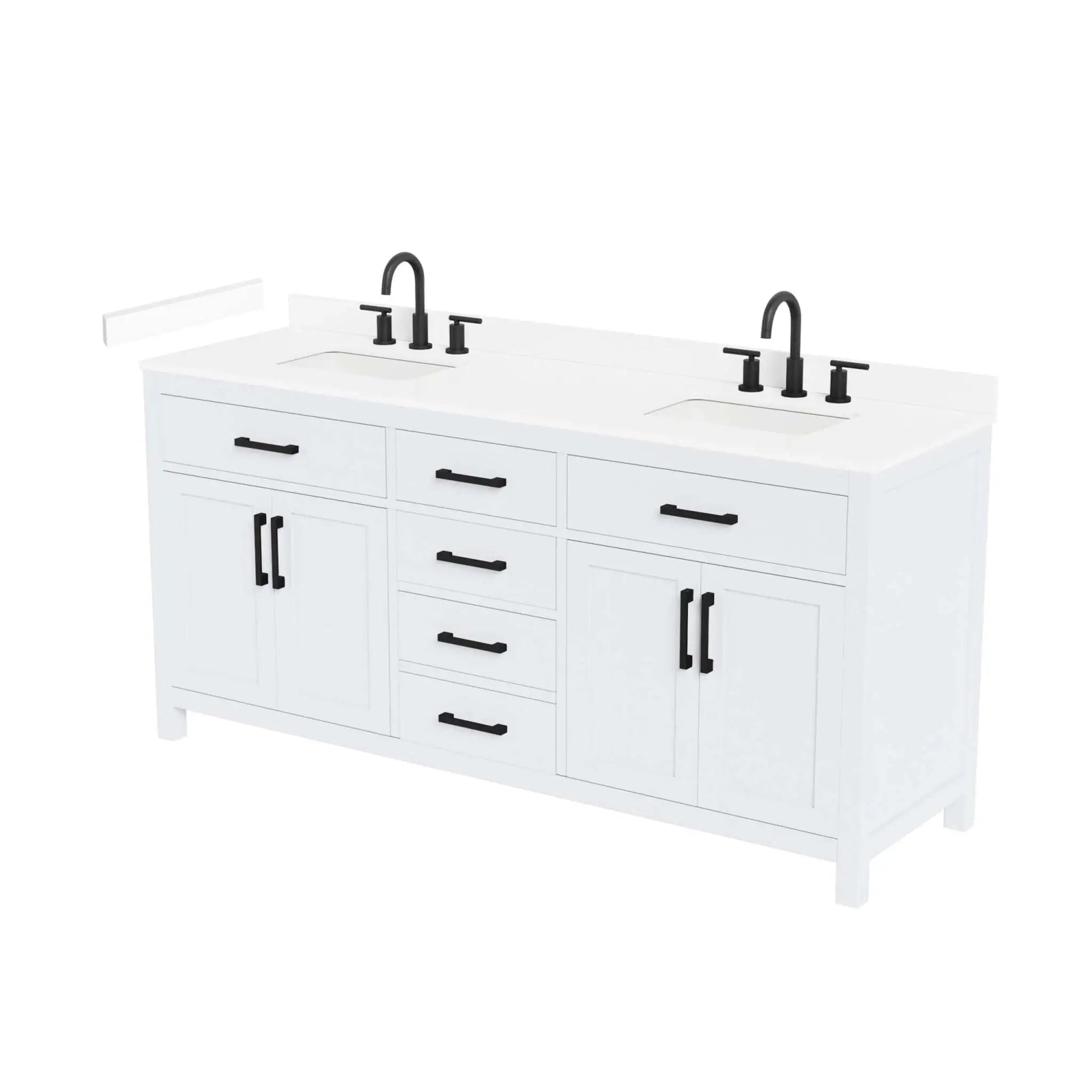 72" Beckett Double Bathroom Vanity in White with Matte Black Trim by Wyndham