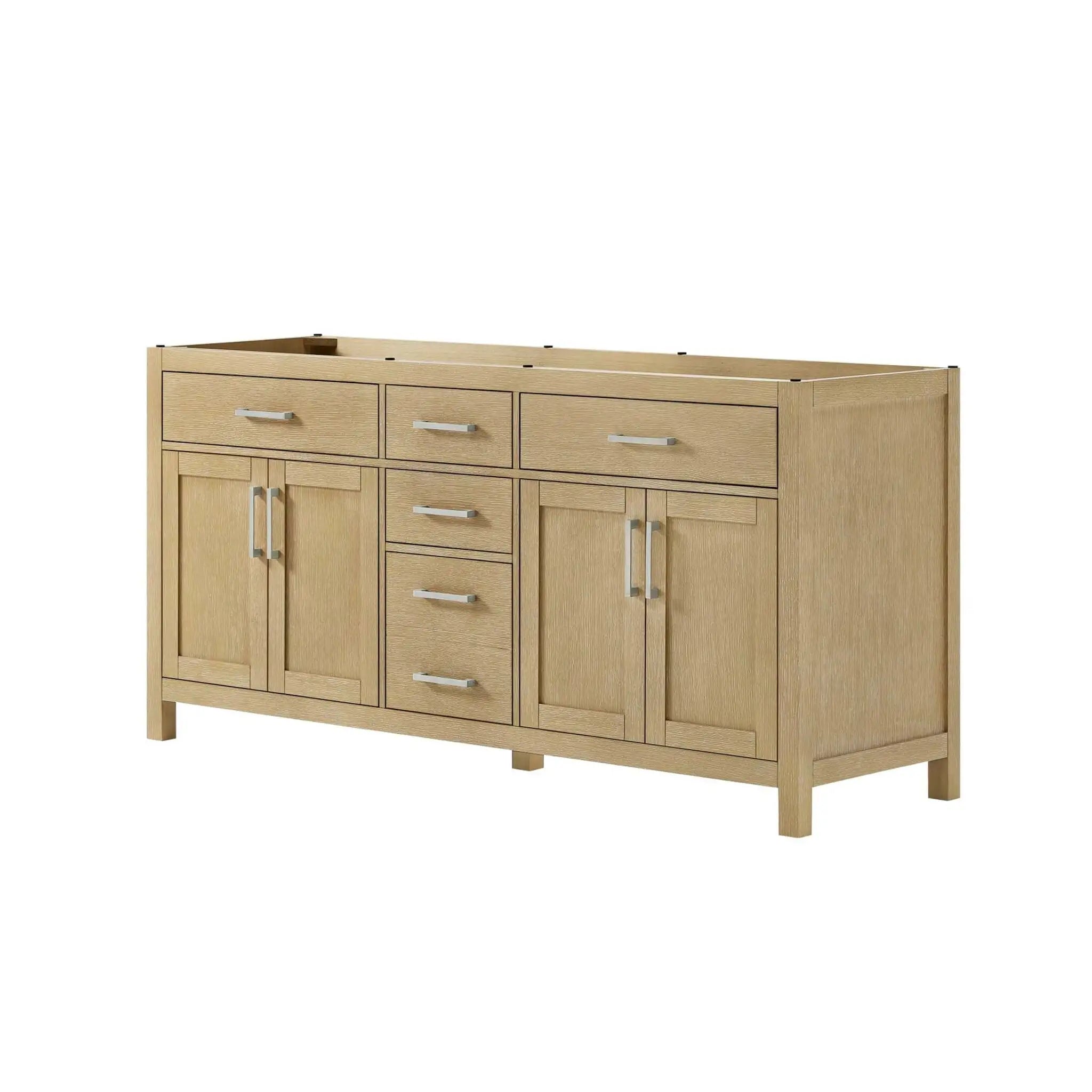 72" Beckett Double Bathroom Vanity in Whitewashed Oak with Brushed Nickel Trim by Wyndham