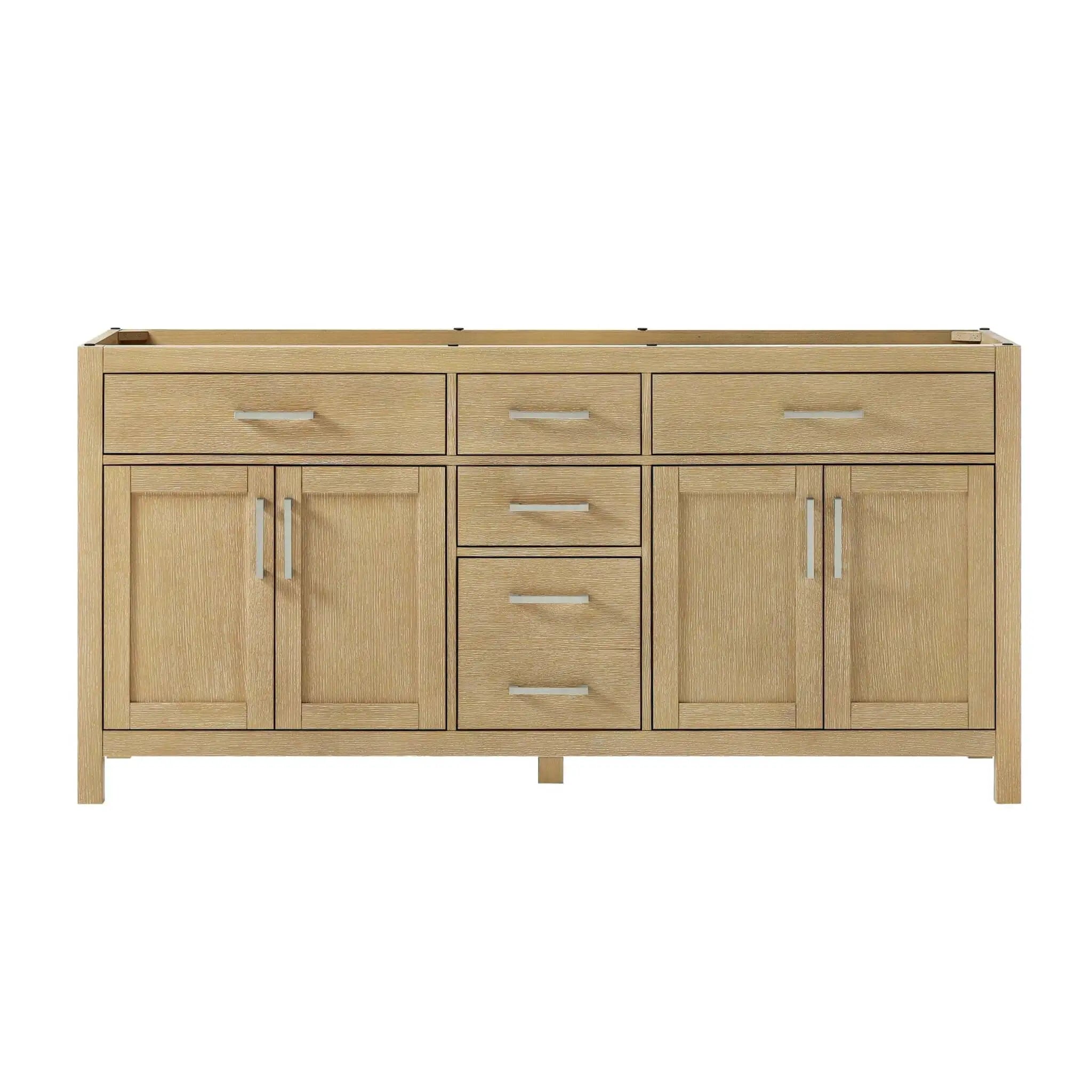 72" Beckett Double Bathroom Vanity in Whitewashed Oak with Brushed Nickel Trim by Wyndham