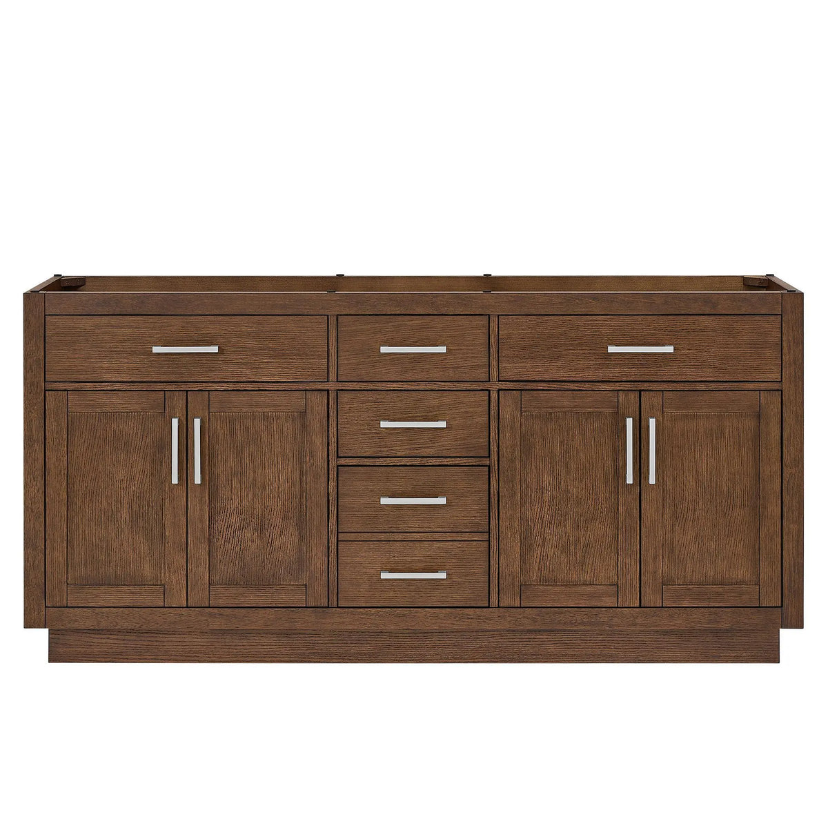 72" Beckett Double Bathroom Vanity with Toe Kick Dark Oak Brushed Nickel Trim by wyndham View 41