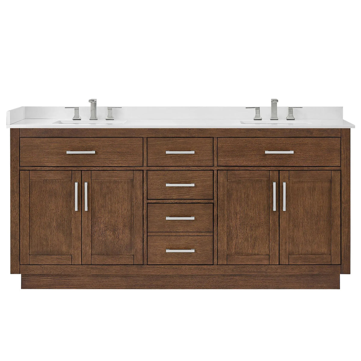 72" Beckett Double Bathroom Vanity with Toe Kick Dark Oak Brushed Nickel Trim by wyndham View 36