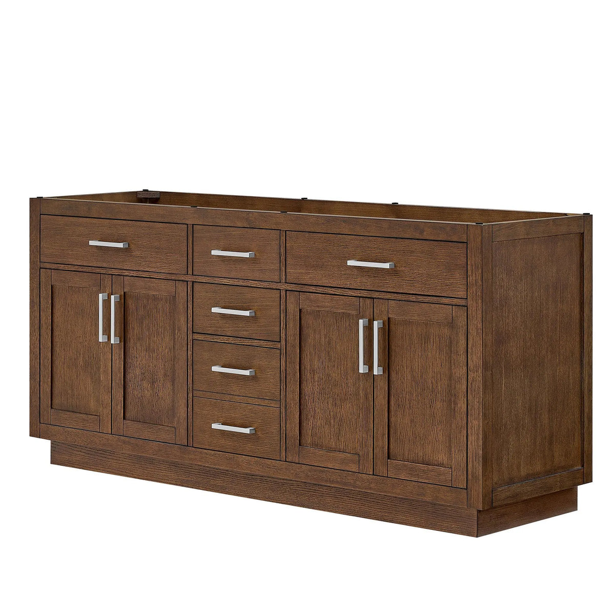 72" Beckett Double Bathroom Vanity with Toe Kick Dark Oak Brushed Nickel Trim by wyndham View 44