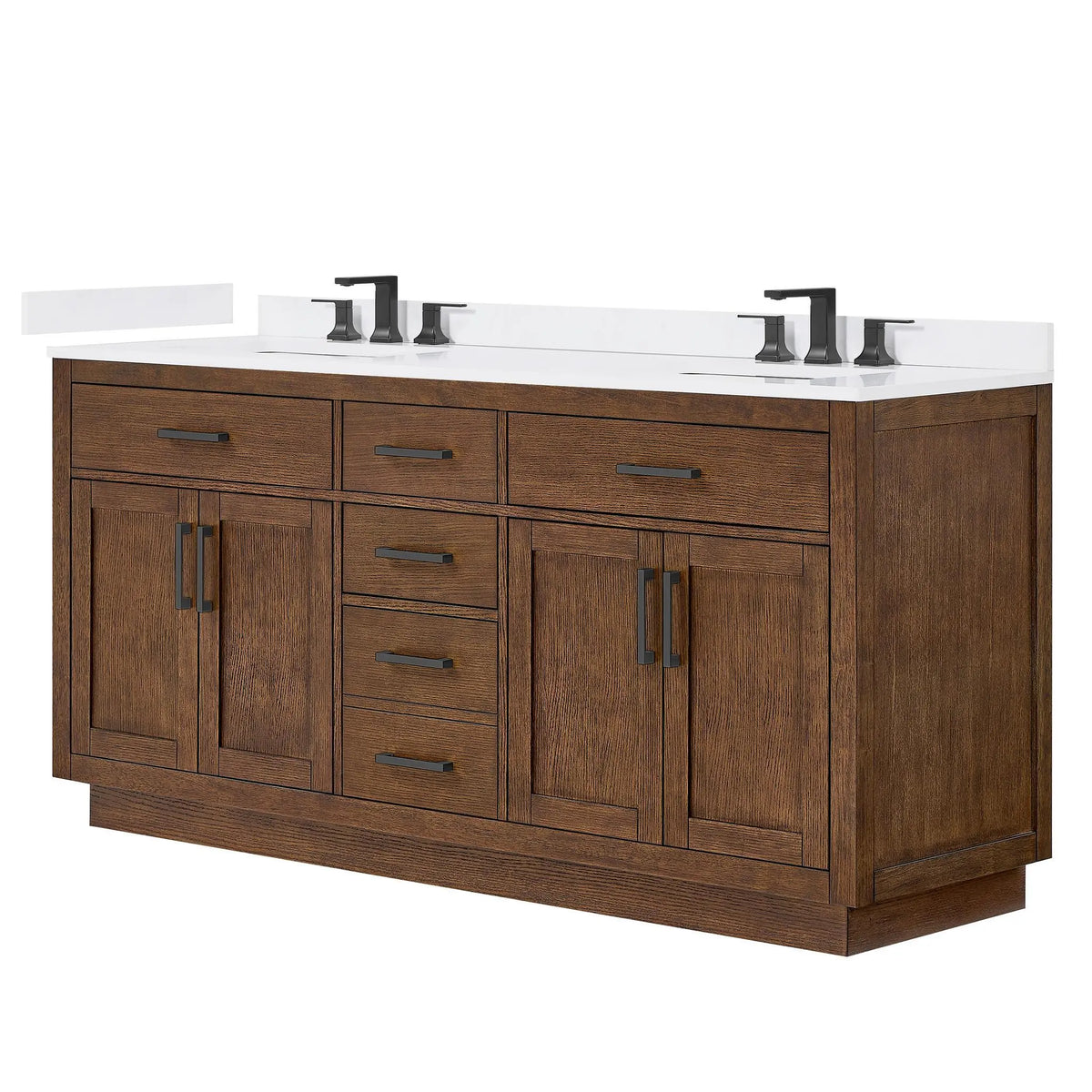 72" Beckett Double Bathroom Vanity with Toe Kick Dark Oak Matte Black Trim by wyndham View 20